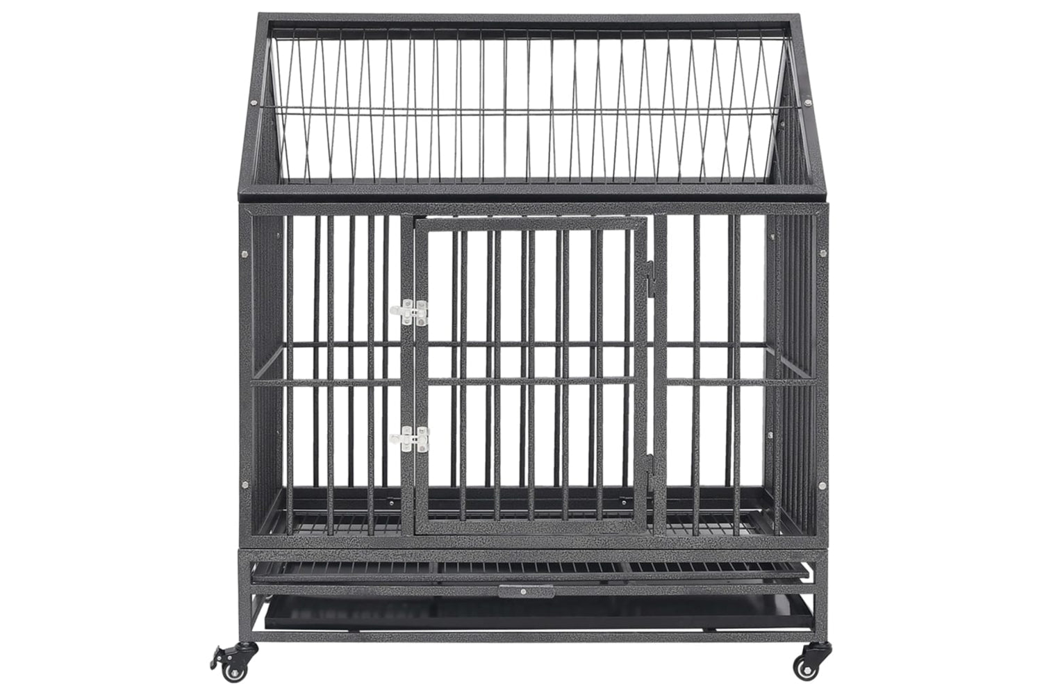 vidaXL 171493 Dog Cage With Wheels And Roof Steel 92x62x106cm-2