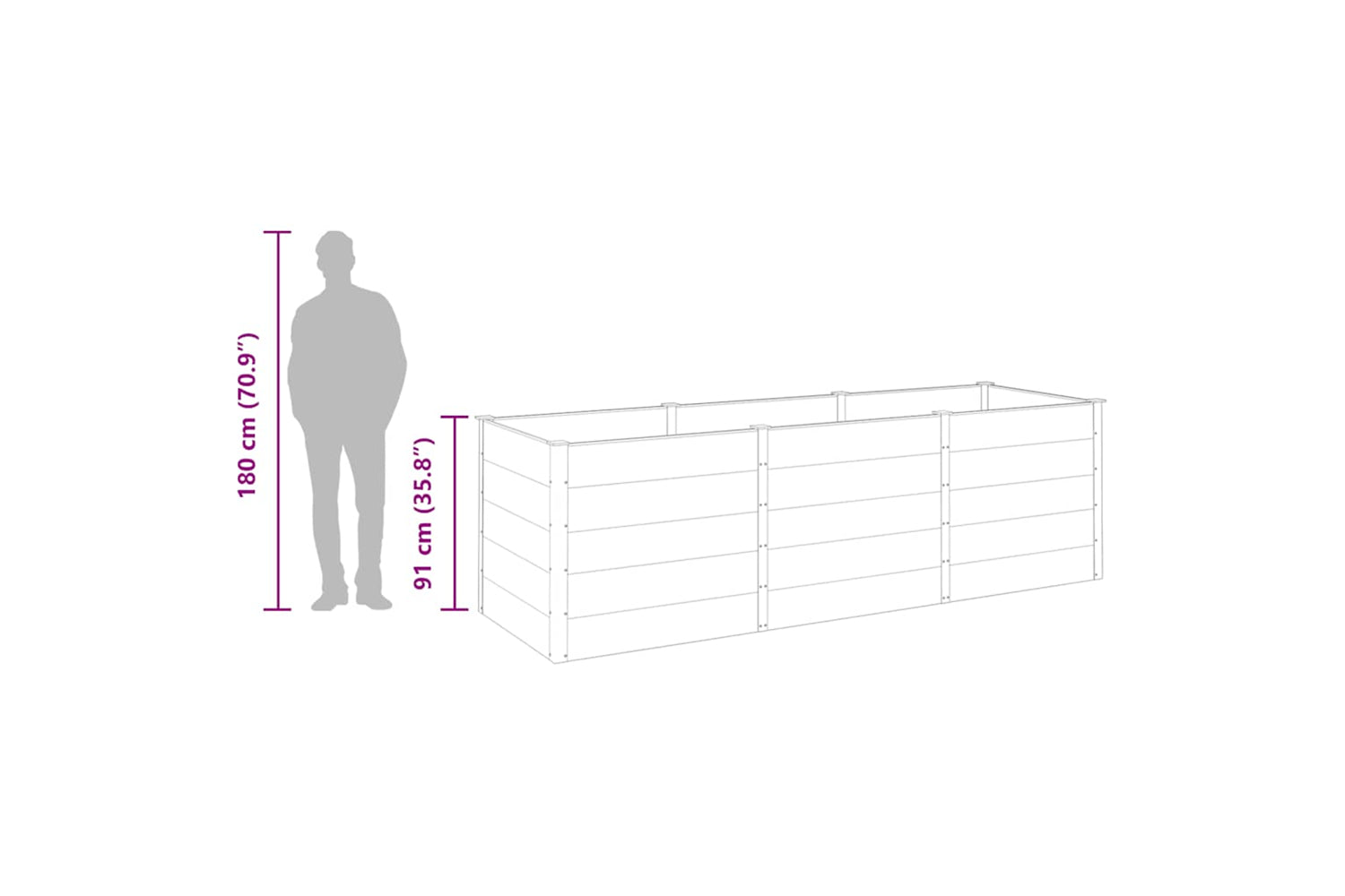 vidaXL 318102 Garden Raised Bed 300x100x91cm Wpc Grey-7
