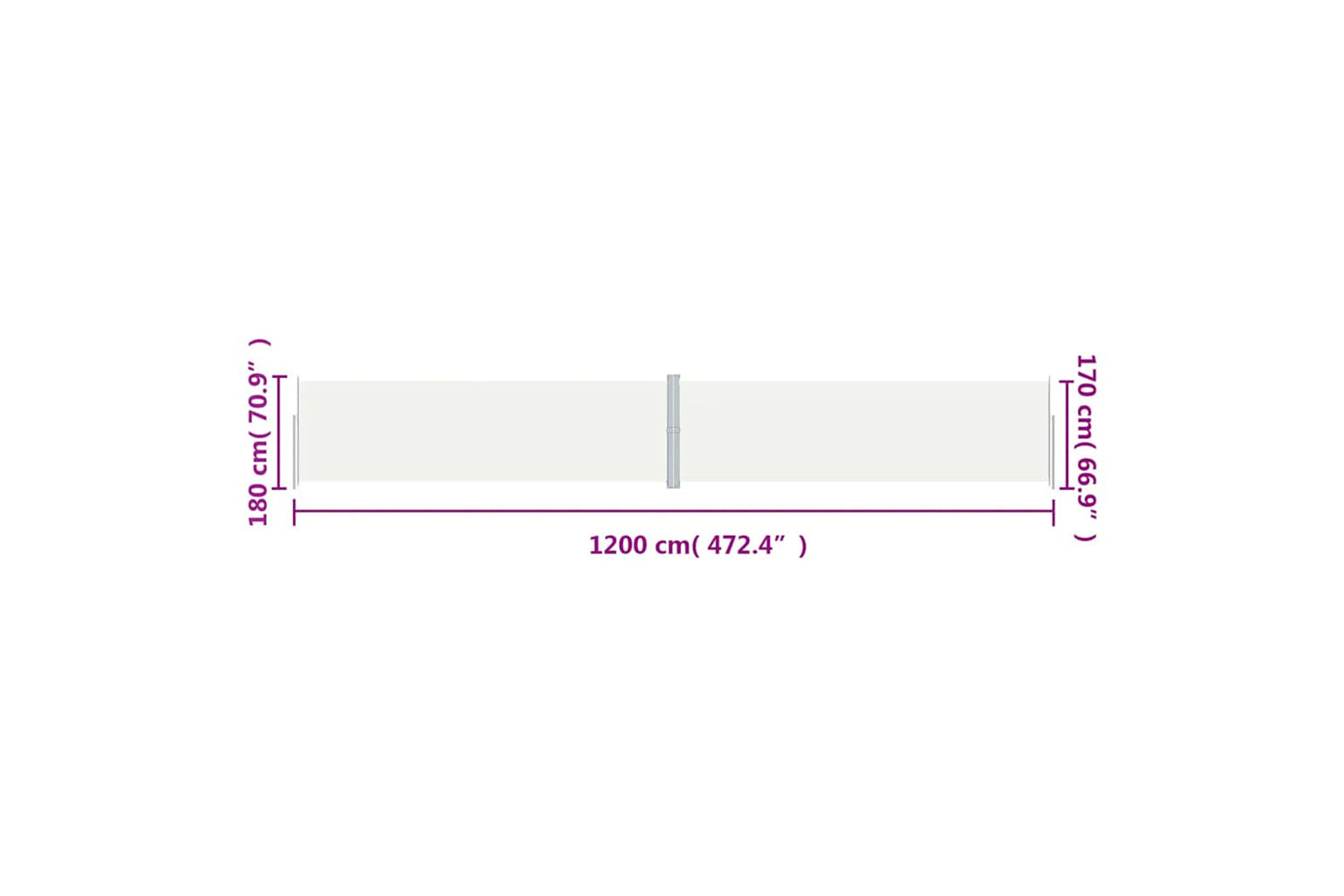 vidaXL 318073 Retractable Side Awning Cream 180x1200cm-7