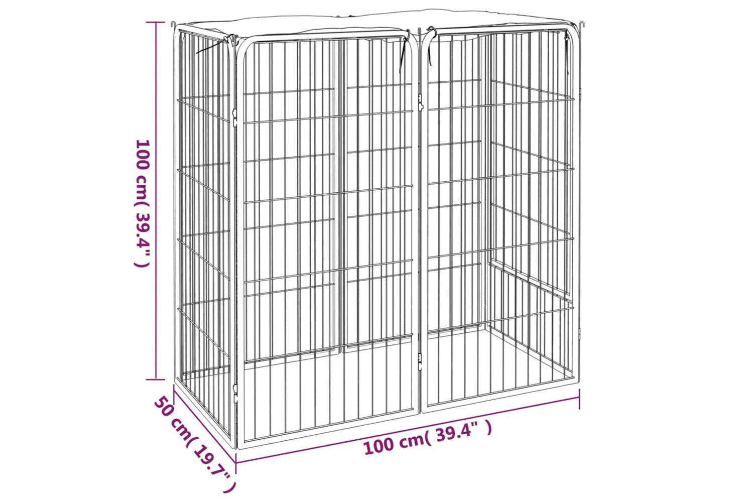 vidaXL 171792 Dog Playpen 6 Panels Black 50x100cm Powder-coated Steel-6