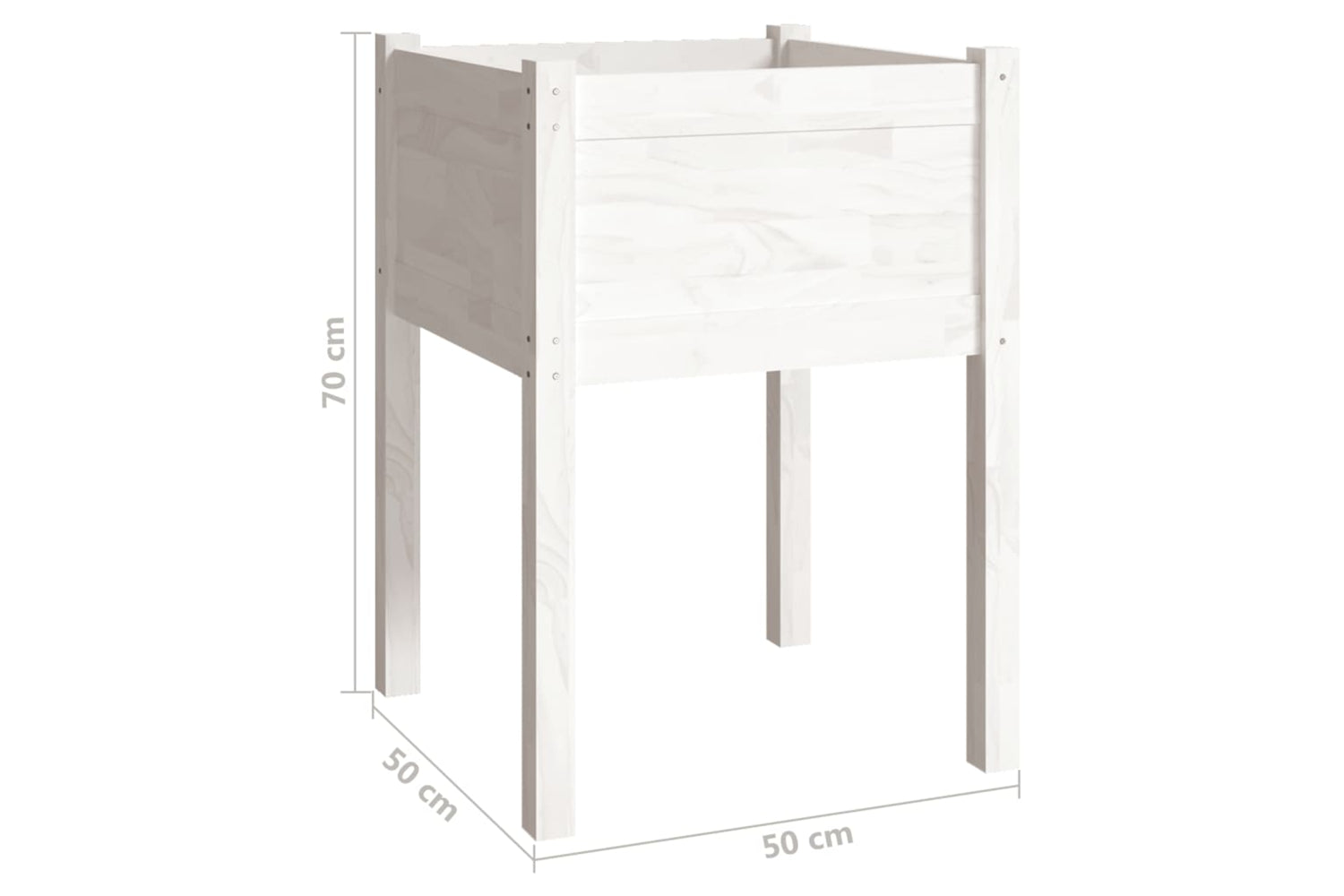 vidaXL 810802 Garden Planters 2 Pcs White 50x50x70cm Solid Pinewood-7