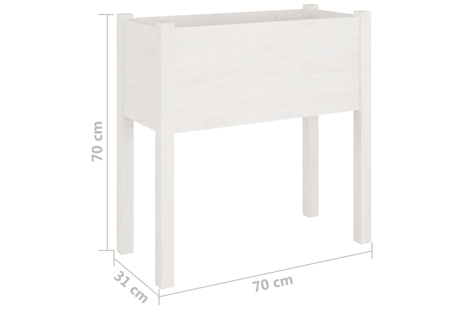 vidaXL 810822 Garden Planters 2 Pcs White 70x31x70cm Solid Pinewood-8