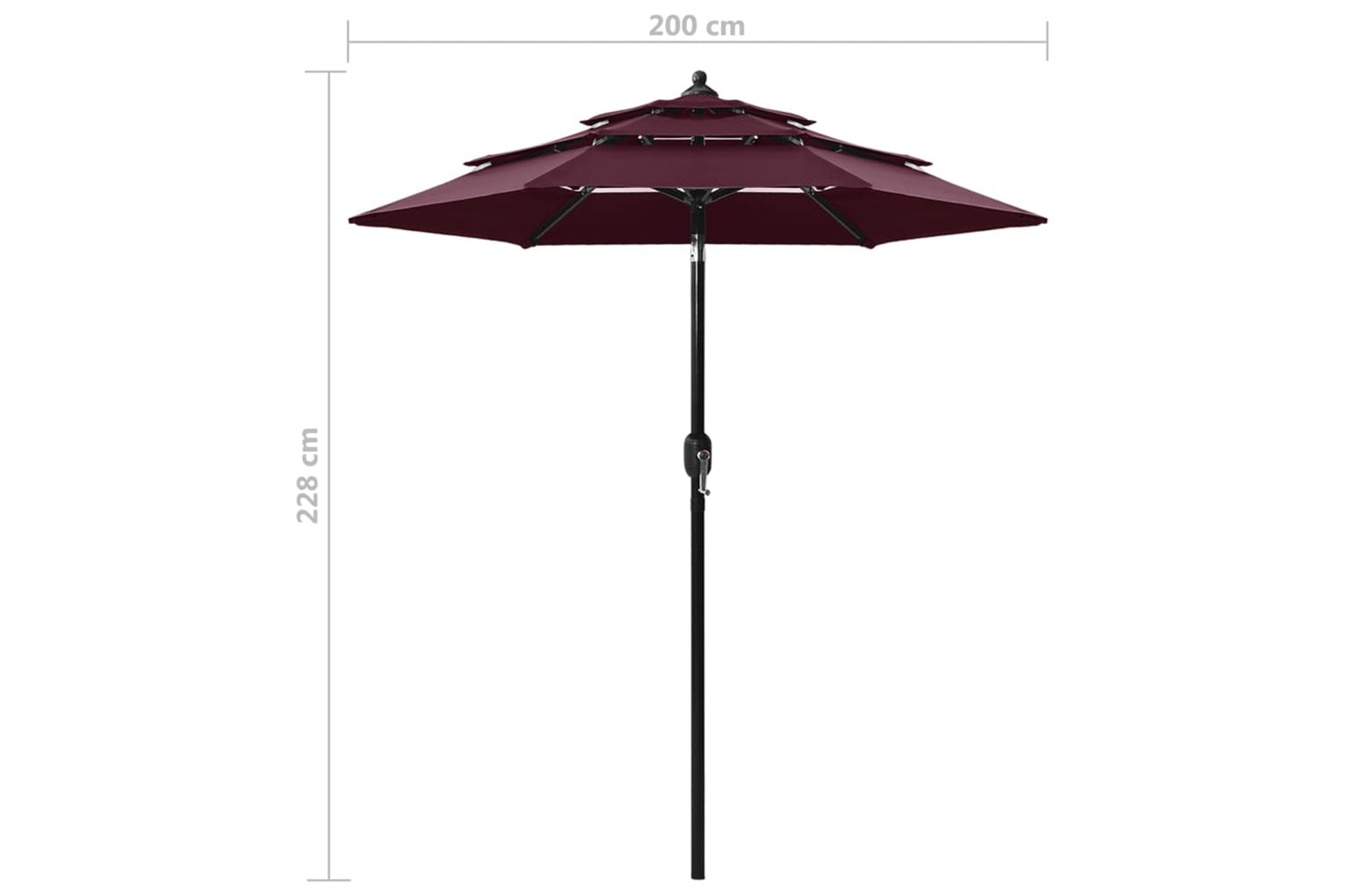 Vidaxl 313856 3-tier Parasol With Aluminium Pole Bordeaux Red 2 M-8