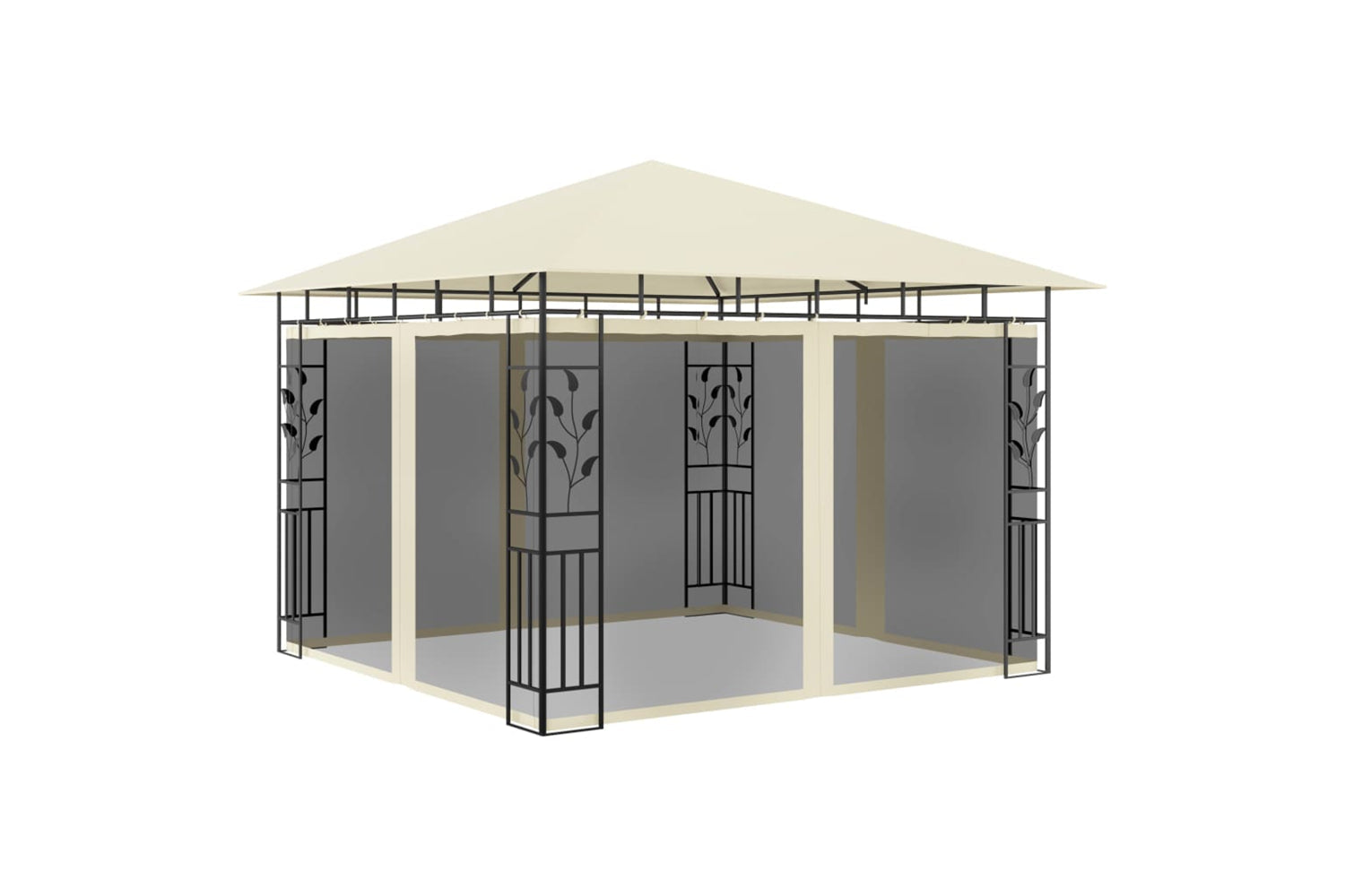 Vidaxl 3070314 Gazebo With Mosquito Net&led String Lights 3x3x2.73 M Cream-2