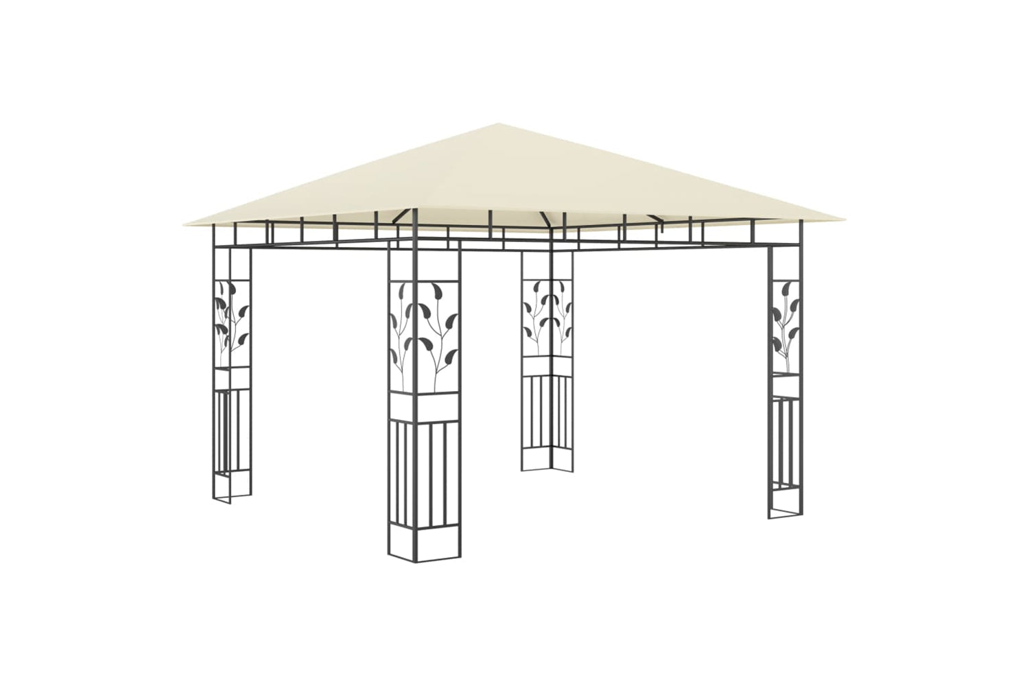 Vidaxl 3070314 Gazebo With Mosquito Net&led String Lights 3x3x2.73 M Cream-4