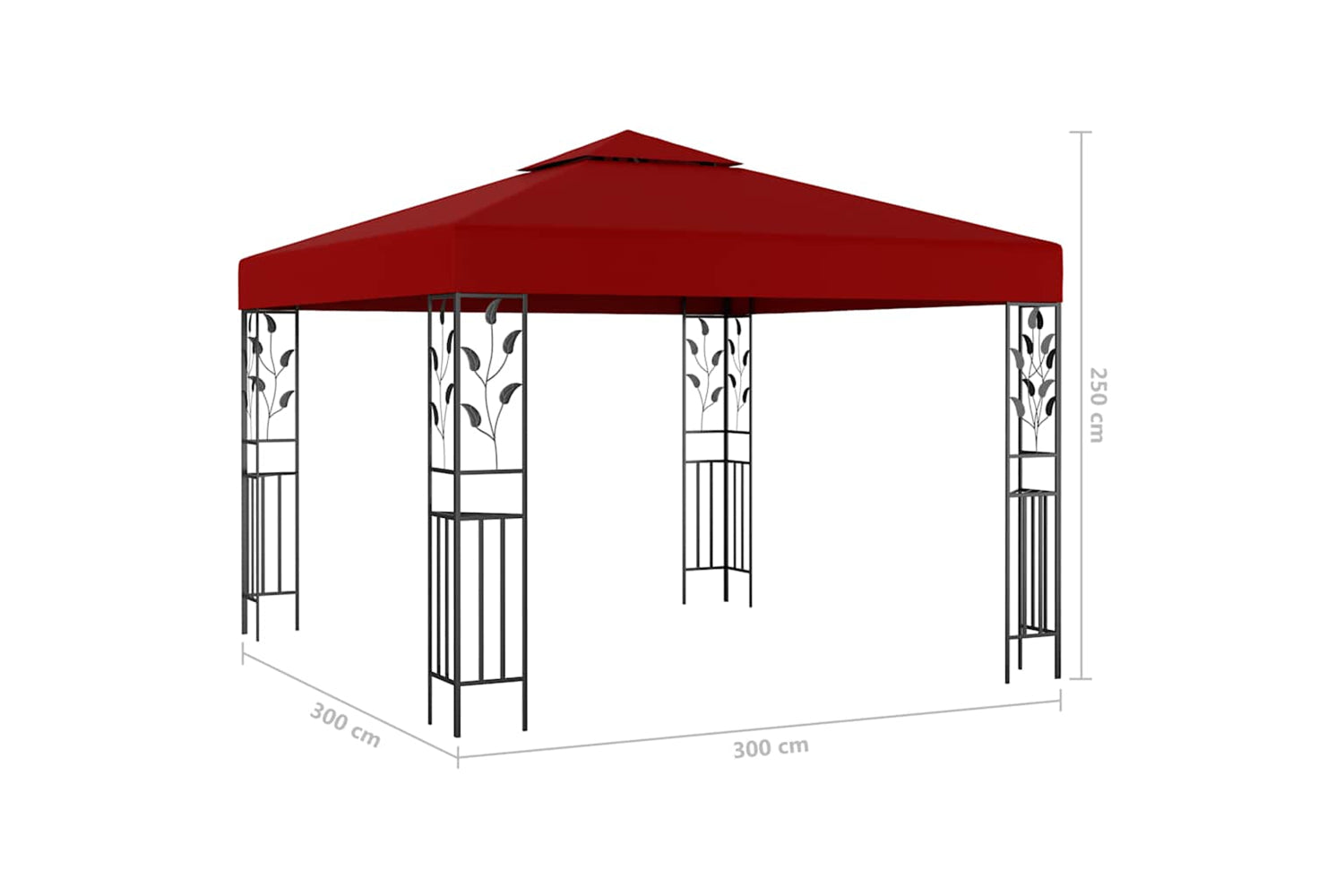 Vidaxl 3070297 Gazebo With Led String Lights 3x3 M Wine Red-8