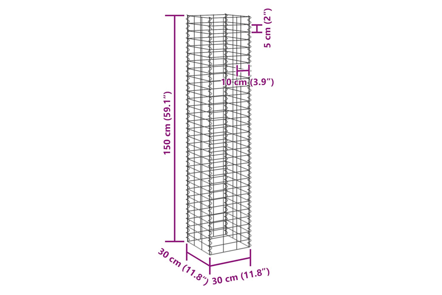 vidaXL 151250 Gabion Raised Beds 3 Pcs 30x30x150cm Iron-8