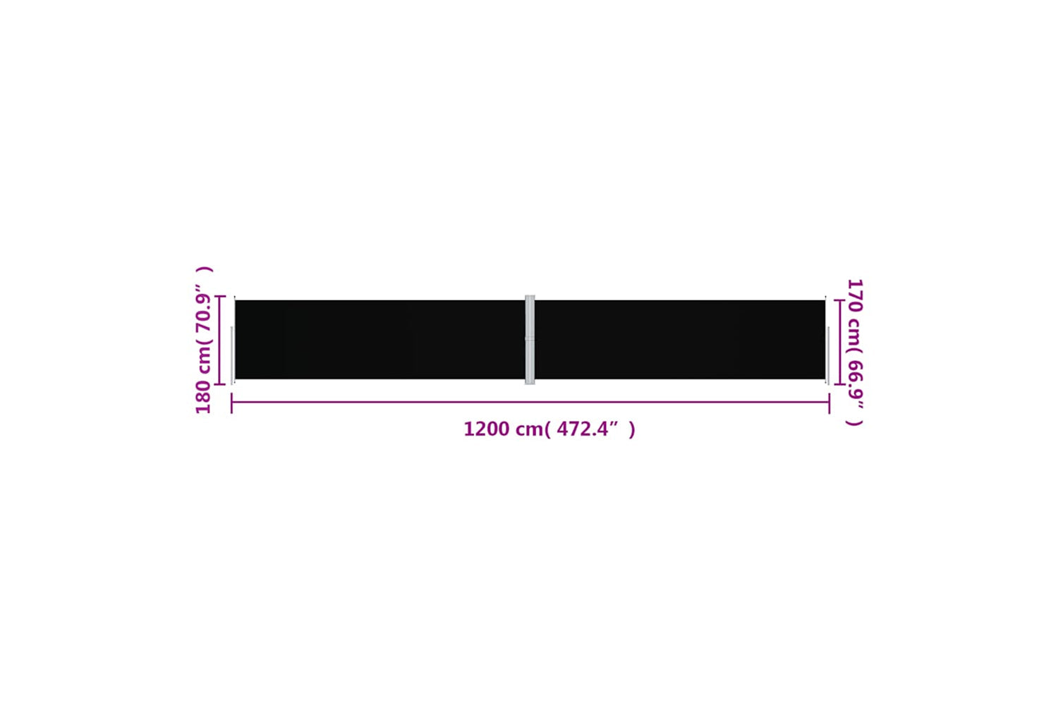 vidaXL 318072 Retractable Side Awning Black 180x1200cm-7