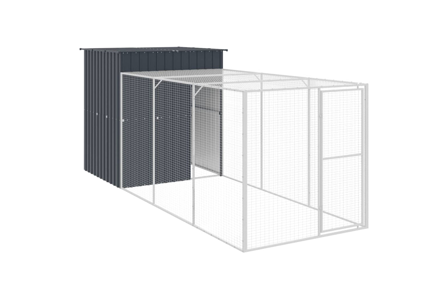 vidaXL 3189109 Chicken Cage With Run Anthracite 165x455x181cm Galvanised Steel