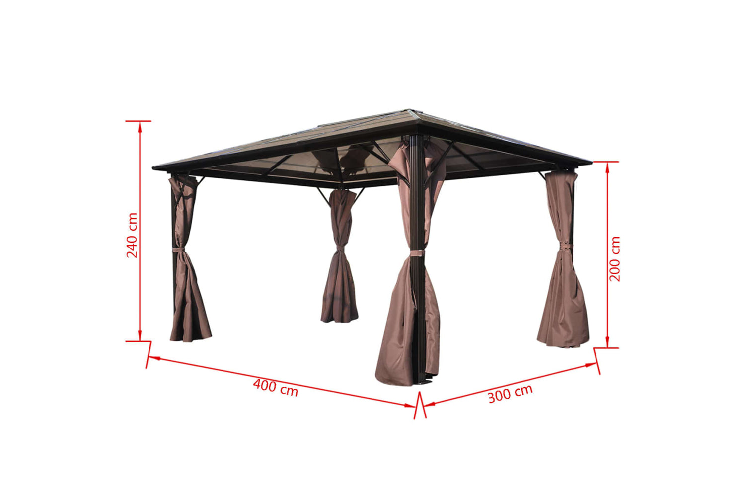 vidaXL 41626 Gazebo With Curtain Brown Aluminium 400 X 300cm-5