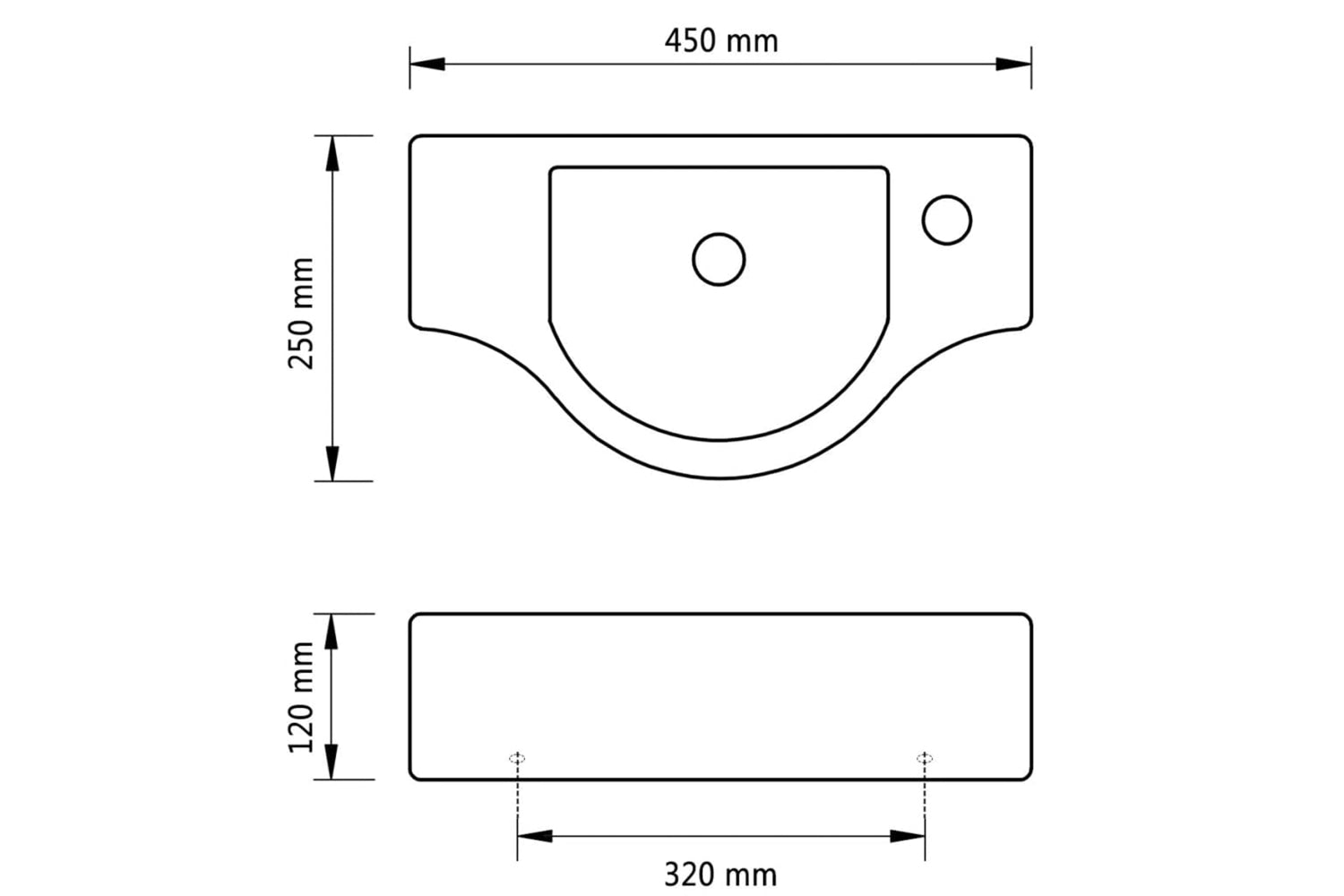 Vidaxl 141930 Ceramic Bathroom Sink Basin With Faucet Hole White-5