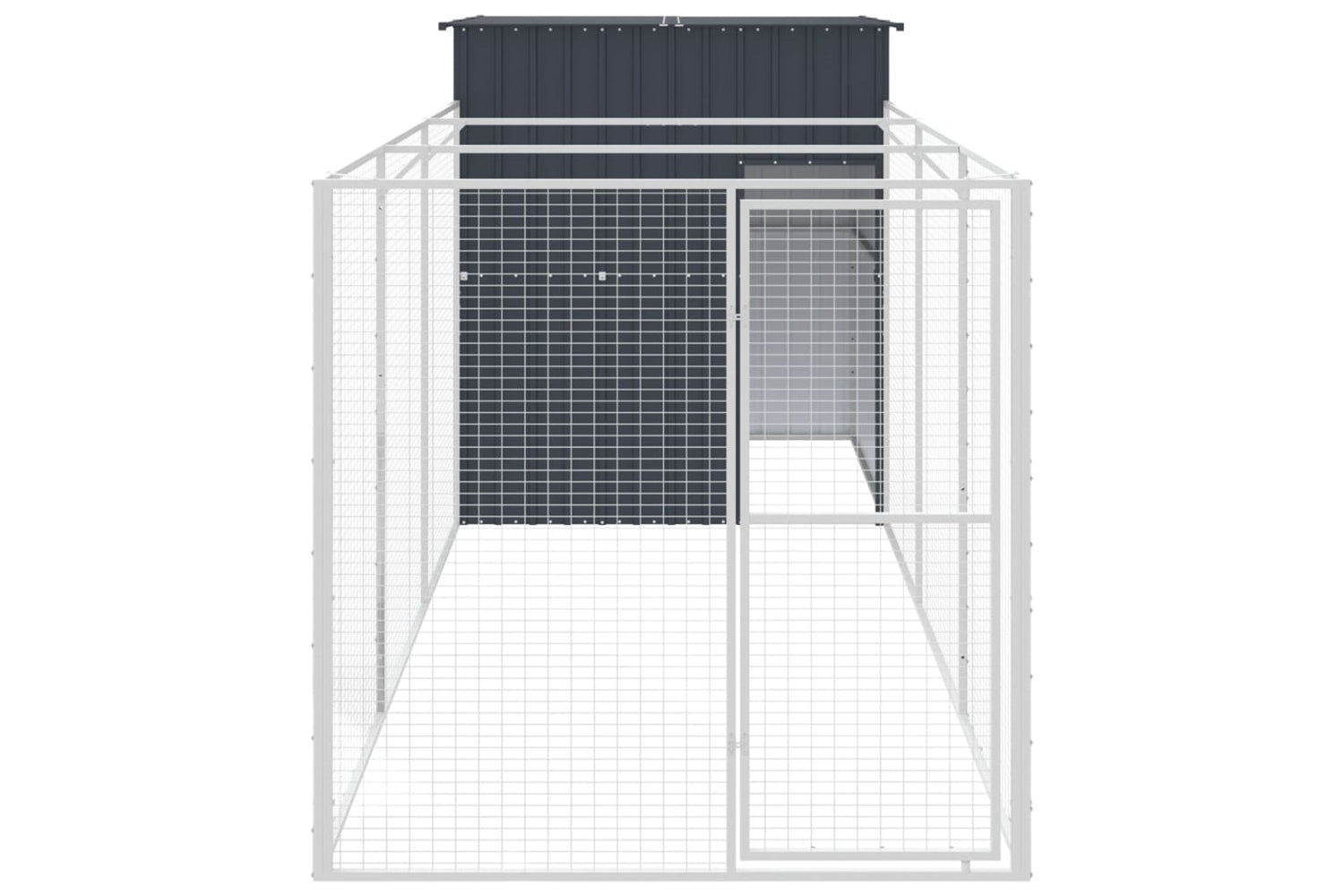 vidaXL 3189099 Dog House With Run Anthracite 165x455x181cm Galvanised Steel-2