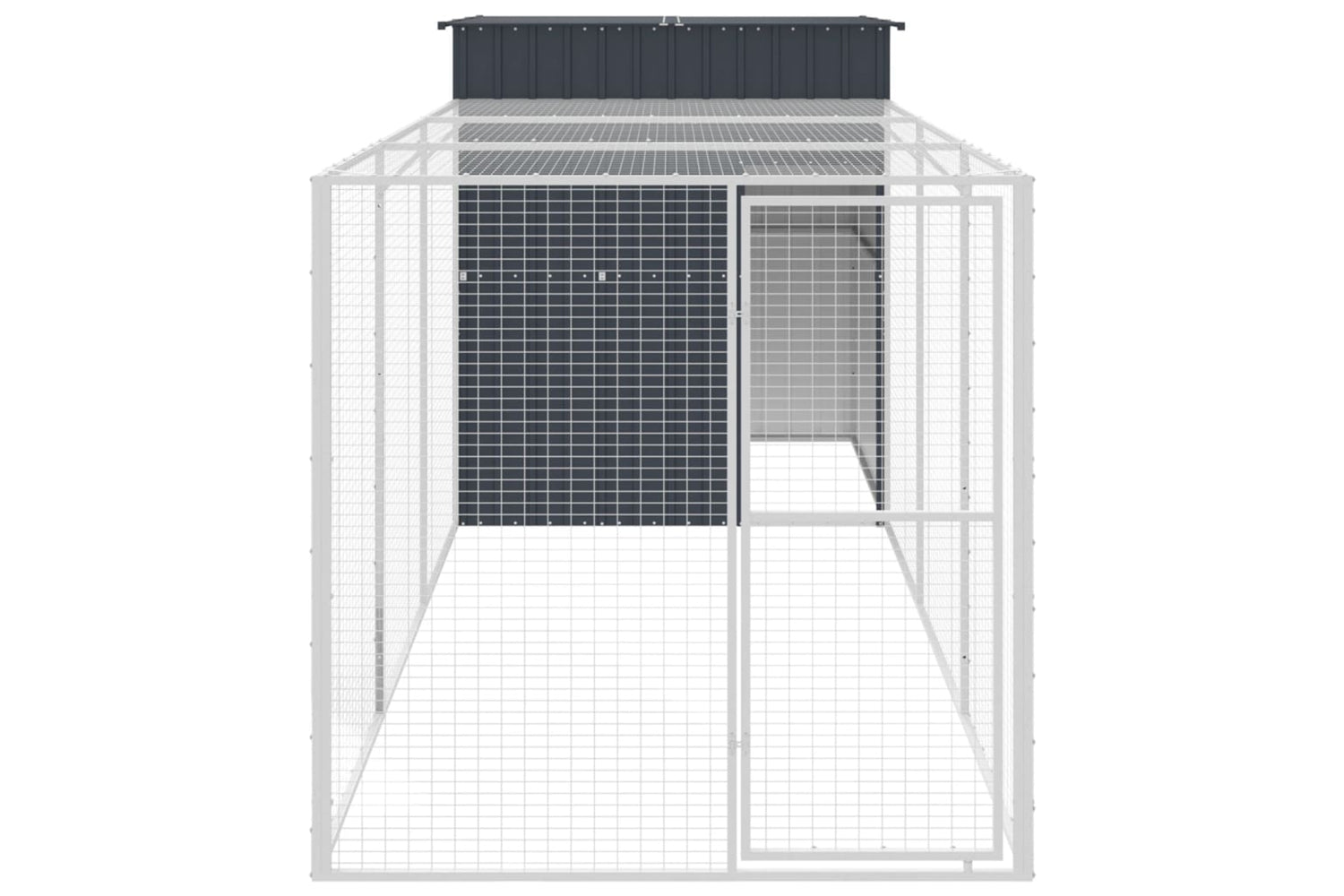 vidaXL 3189109 Chicken Cage With Run Anthracite 165x455x181cm Galvanised Steel-2