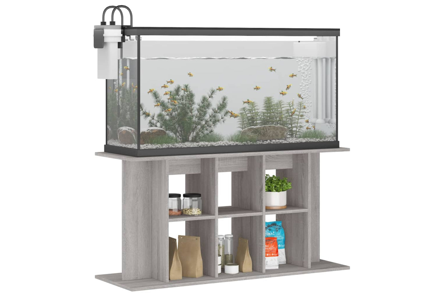 vidaXL 833597 Aquarium Stand Grey Sonoma 120x40x60cm Engineered Wood-2