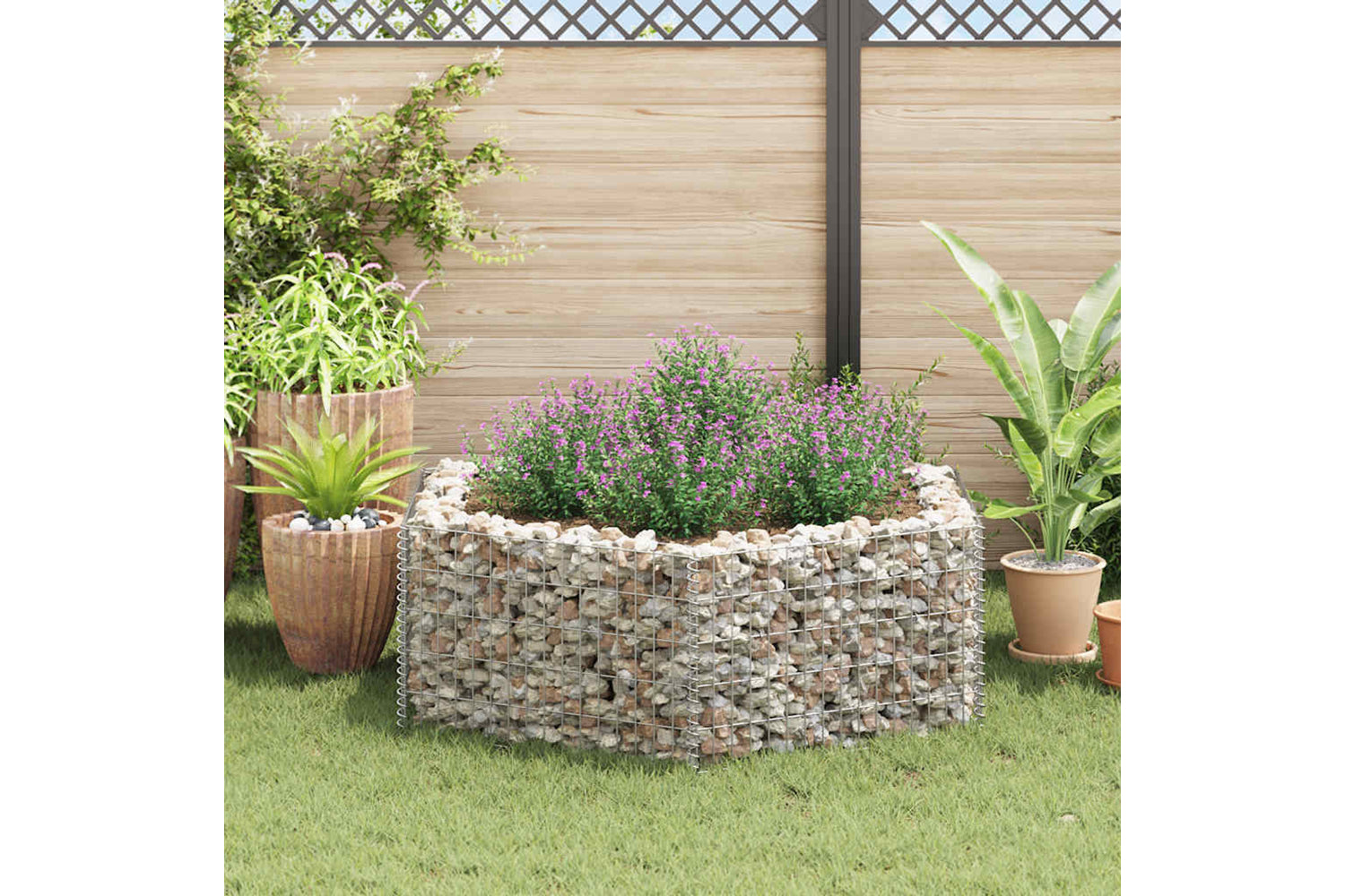 vidaXL 142534 Hexagonal Gabion Raised Bed 160x140x50cm-2