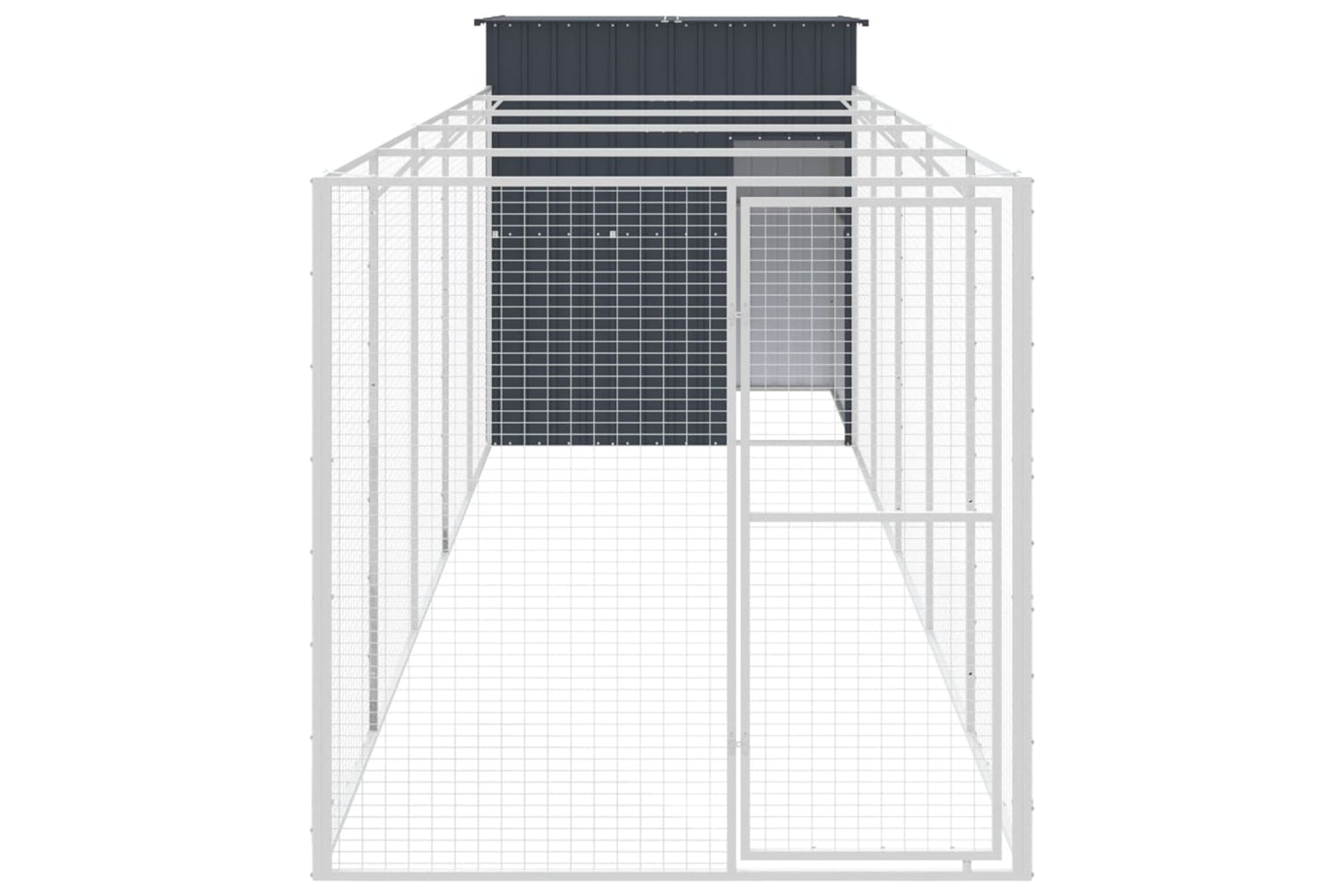 vidaXL 3189100 Dog House With Run Anthracite 165x659x181cm Galvanised Steel-2