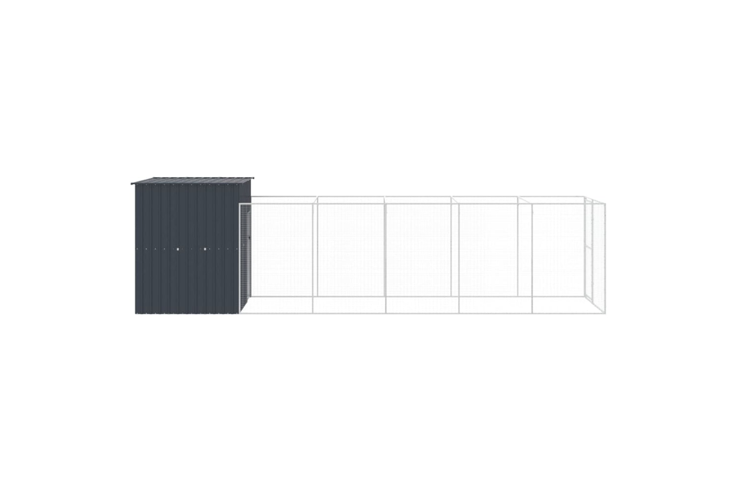 vidaXL 3189100 Dog House With Run Anthracite 165x659x181cm Galvanised Steel-3