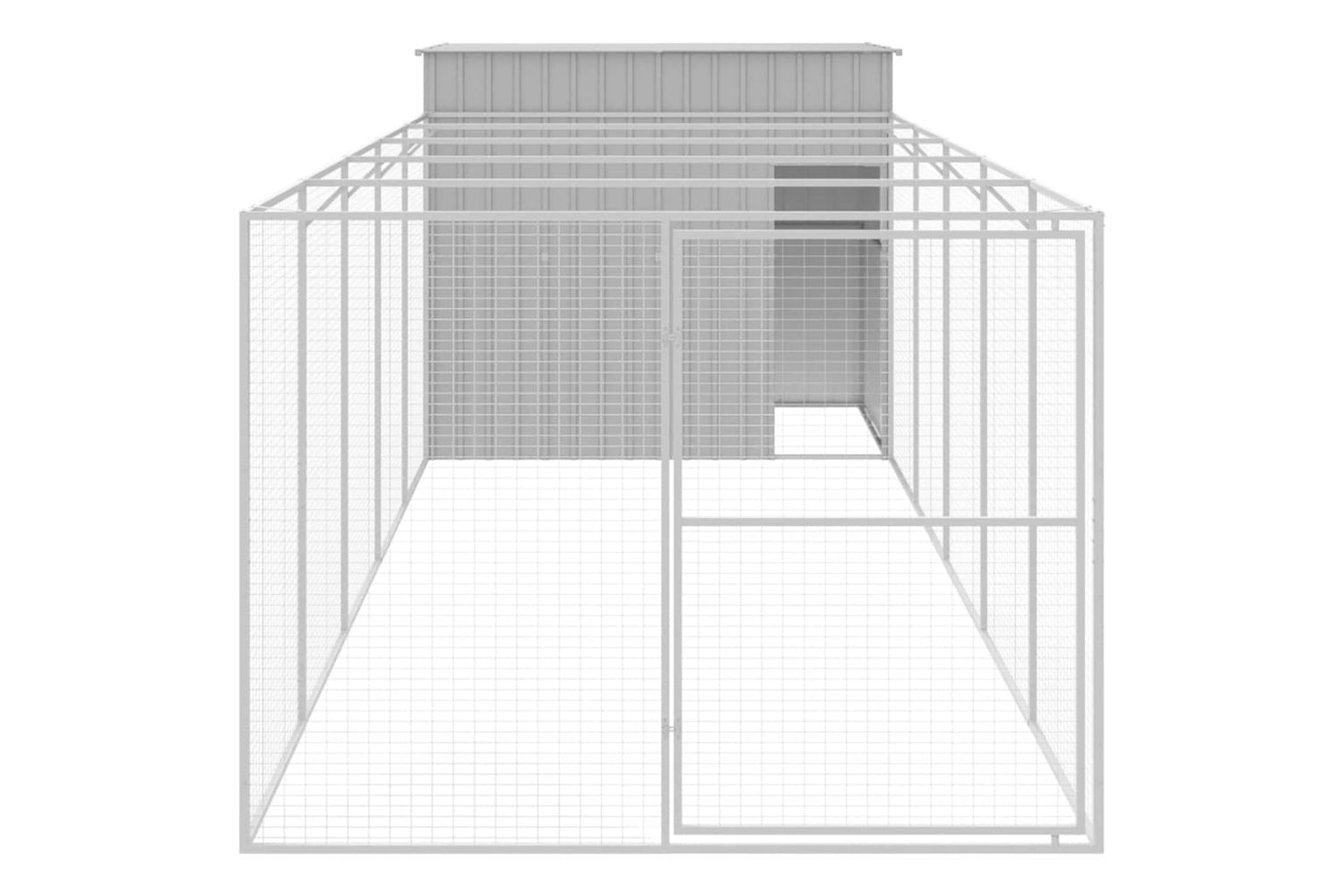 vidaXL 3189127 Dog House With Run Light Grey 214x661x181cm Galvanised Steel-2