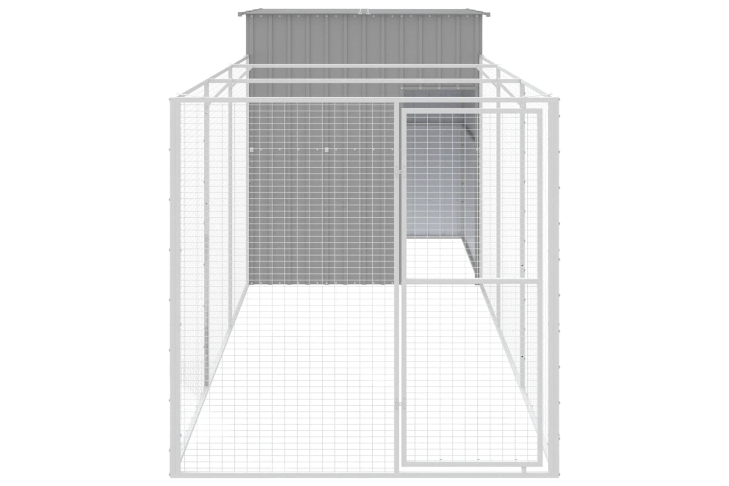 vidaXL 3189104 Dog House With Run Light Grey 165x455x181cm Galvanised Steel-2