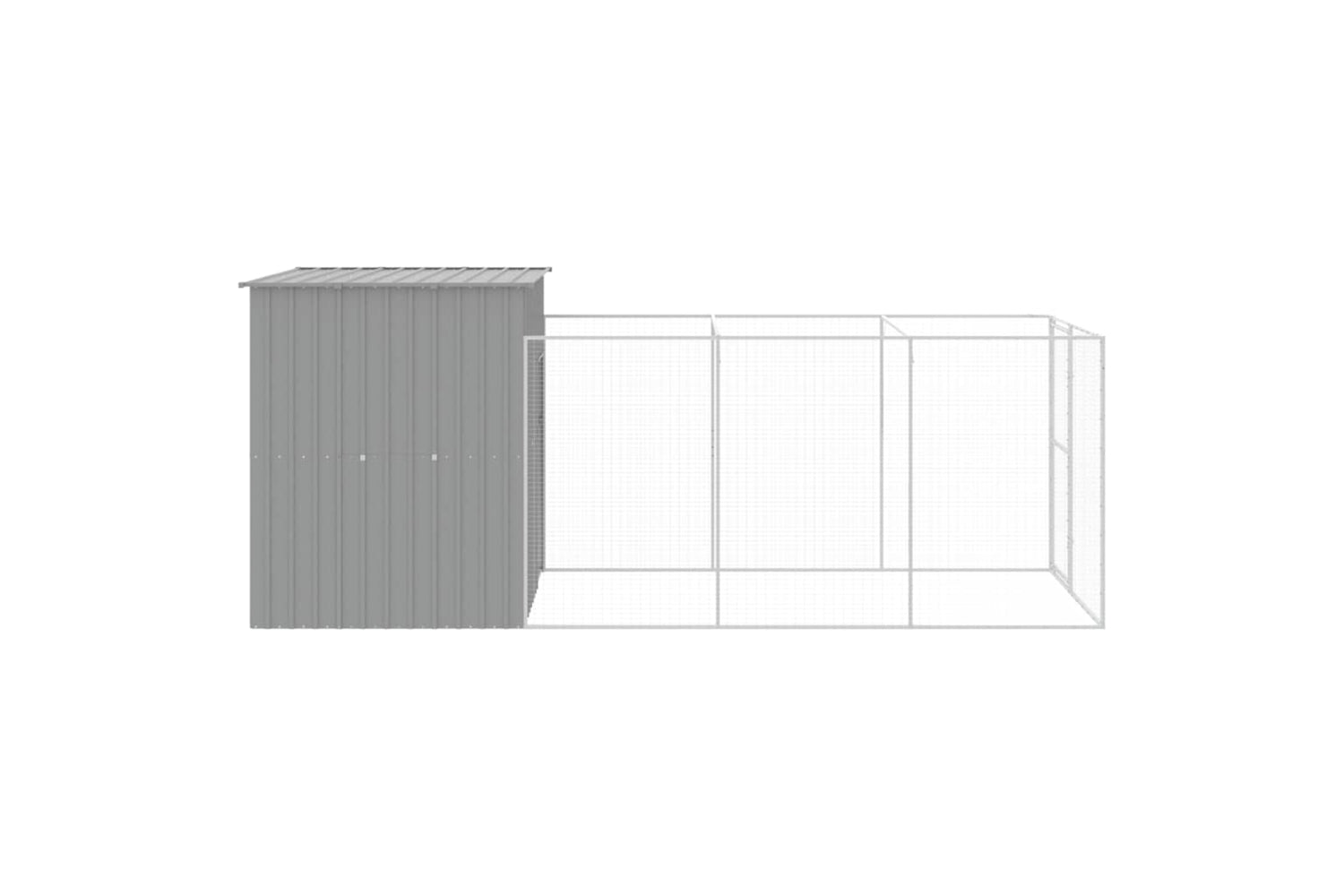 vidaXL 3189104 Dog House With Run Light Grey 165x455x181cm Galvanised Steel-3