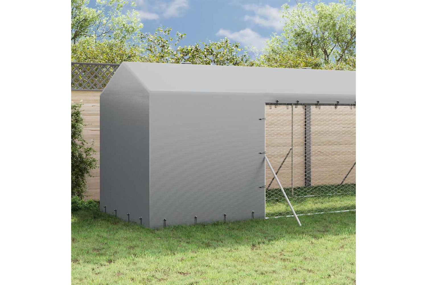Vidaxl 3190492 Outdoor Dog Kennel With Roof Silver 2x10x2.5 M Galvanised Steel-2