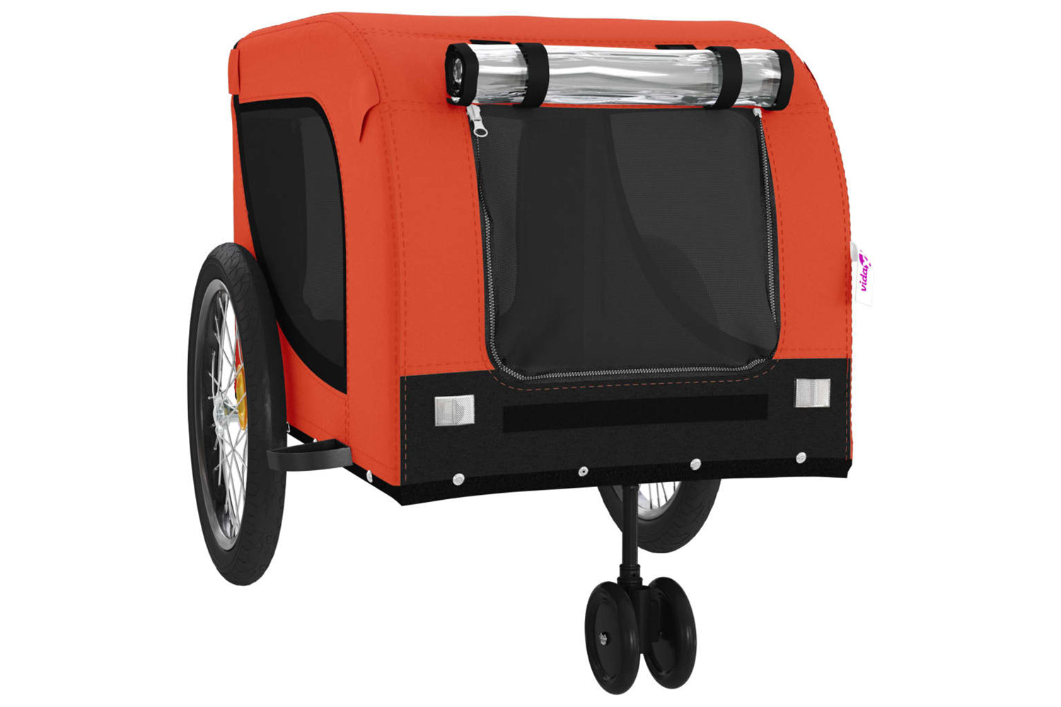 Vidaxl 94026 Pet Bike Trailer Orange And Black Oxford Fabric And Iron-3