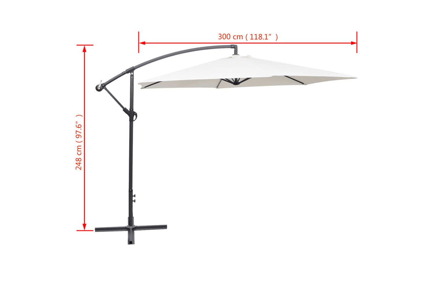 Vidaxl 42202 Cantilever Umbrella 3 M Sand White-8