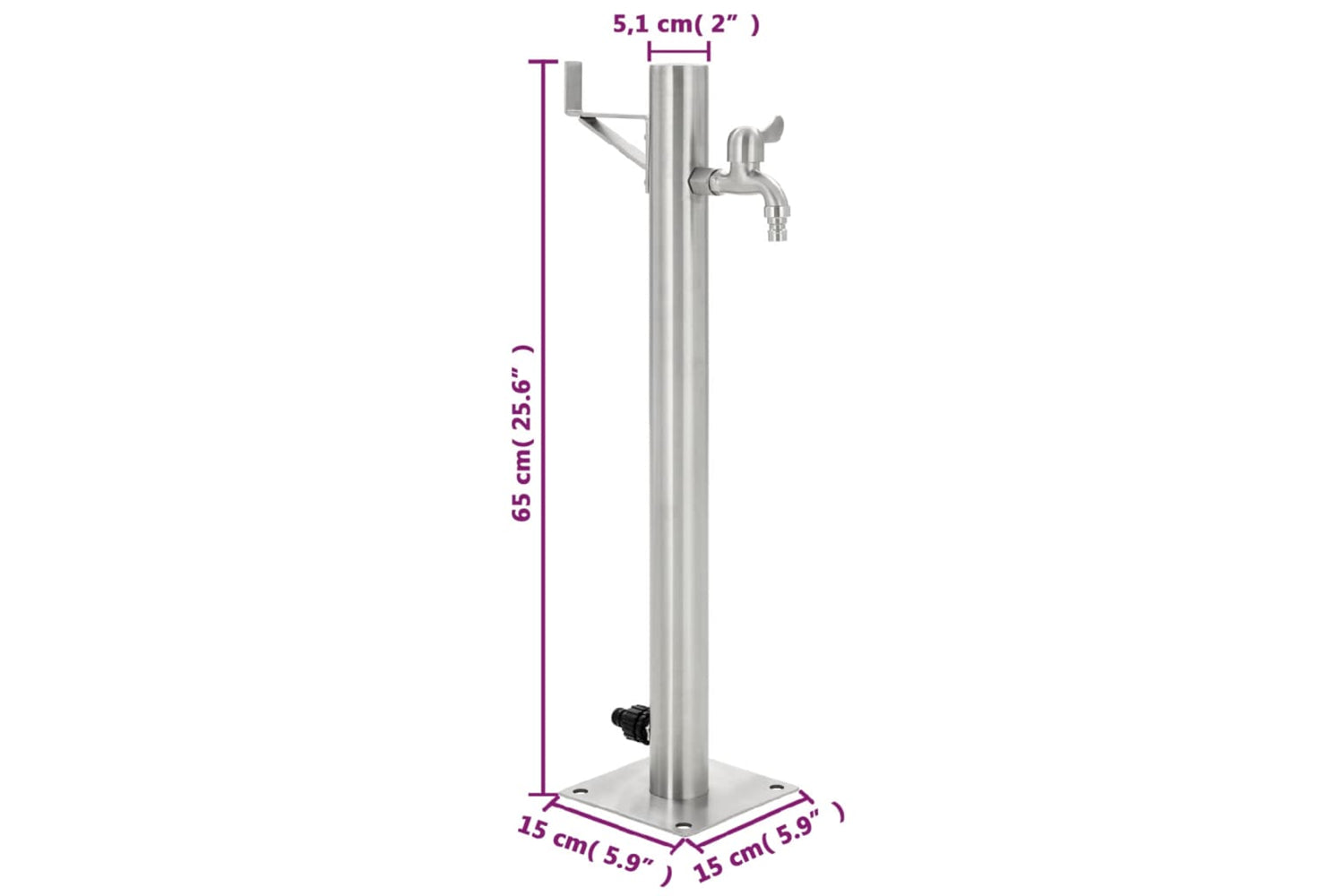 vidaXL 45457 Garden Water Column Stainless Steel Round 65cm-8