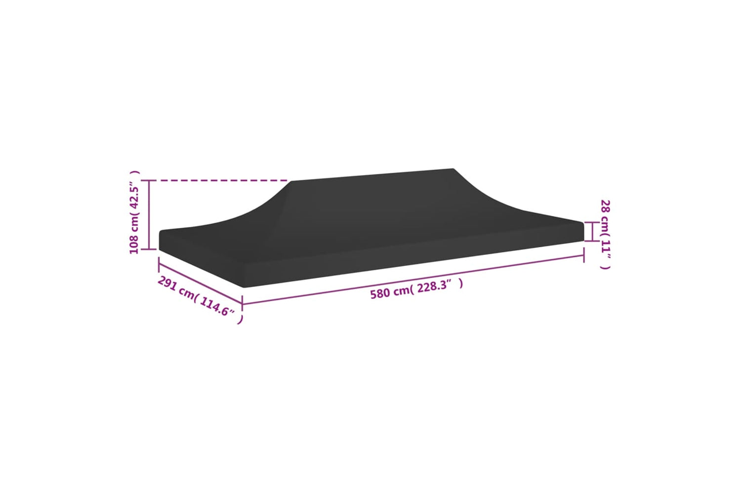 Vidaxl 315334 Party Tent Roof 6x3 M Black 270 G/mâ²-6