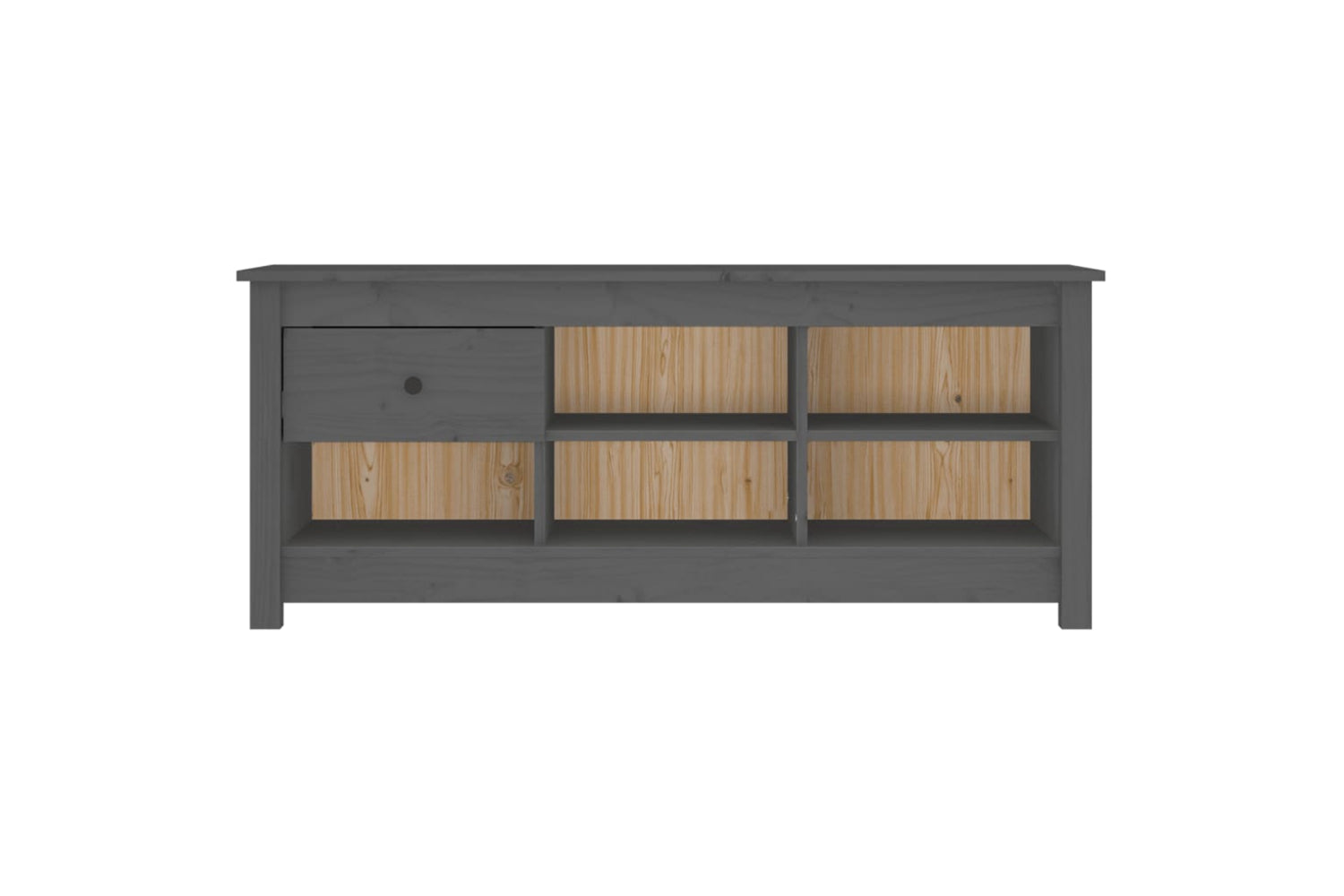 vidaXL 814596 Shoe Cabinet Grey 110x38x45.5cm Solid Wood Pine-2