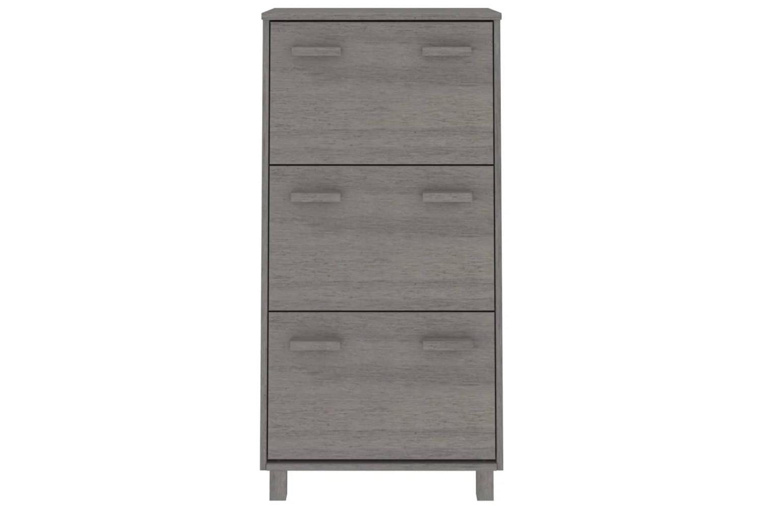 vidaXL Shoe Cabinet Hamar Light Grey 59.5x35x117cm Solid Wood Pine-2