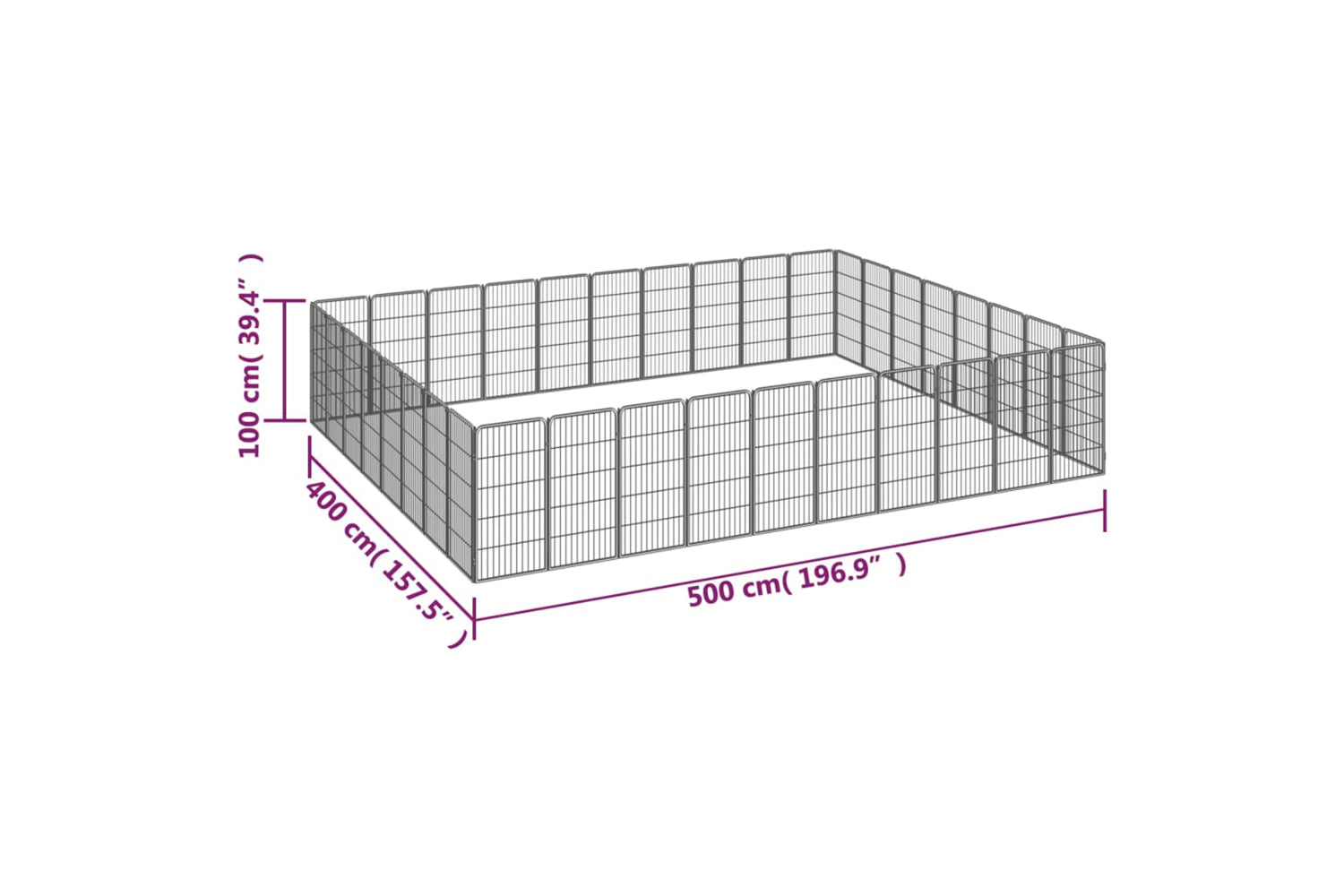 vidaXL 3115965 36-panel Dog Playpen Black 50x100cm Powder-coated Steel-7
