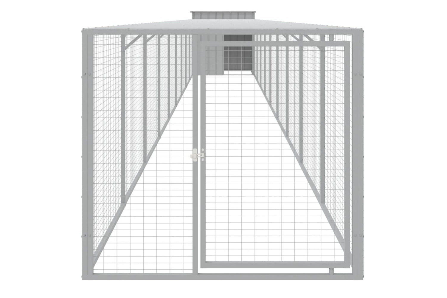 vidaXL 3189097 Chicken Cage With Run Light Grey 110x1017x110cm Galvanised Steel-2