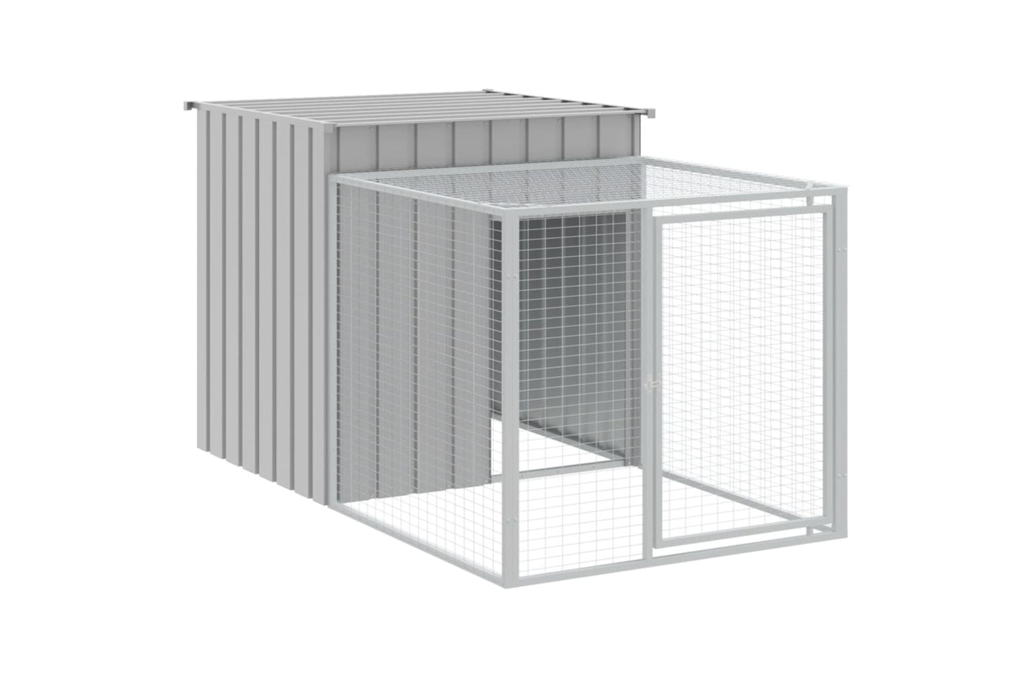 vidaXL 3189097 Chicken Cage With Run Light Grey 110x1017x110cm Galvanised Steel-5