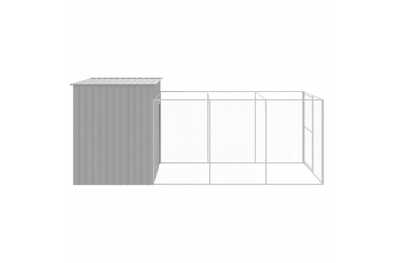 vidaXL 3189126 Dog House With Run Light Grey 214x457x181cm Galvanised Steel-3