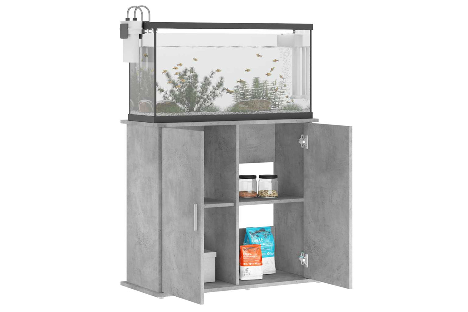 vidaXL 833627 Aquarium Stand Concrete Grey 81x36x73cm Engineered Wood-2
