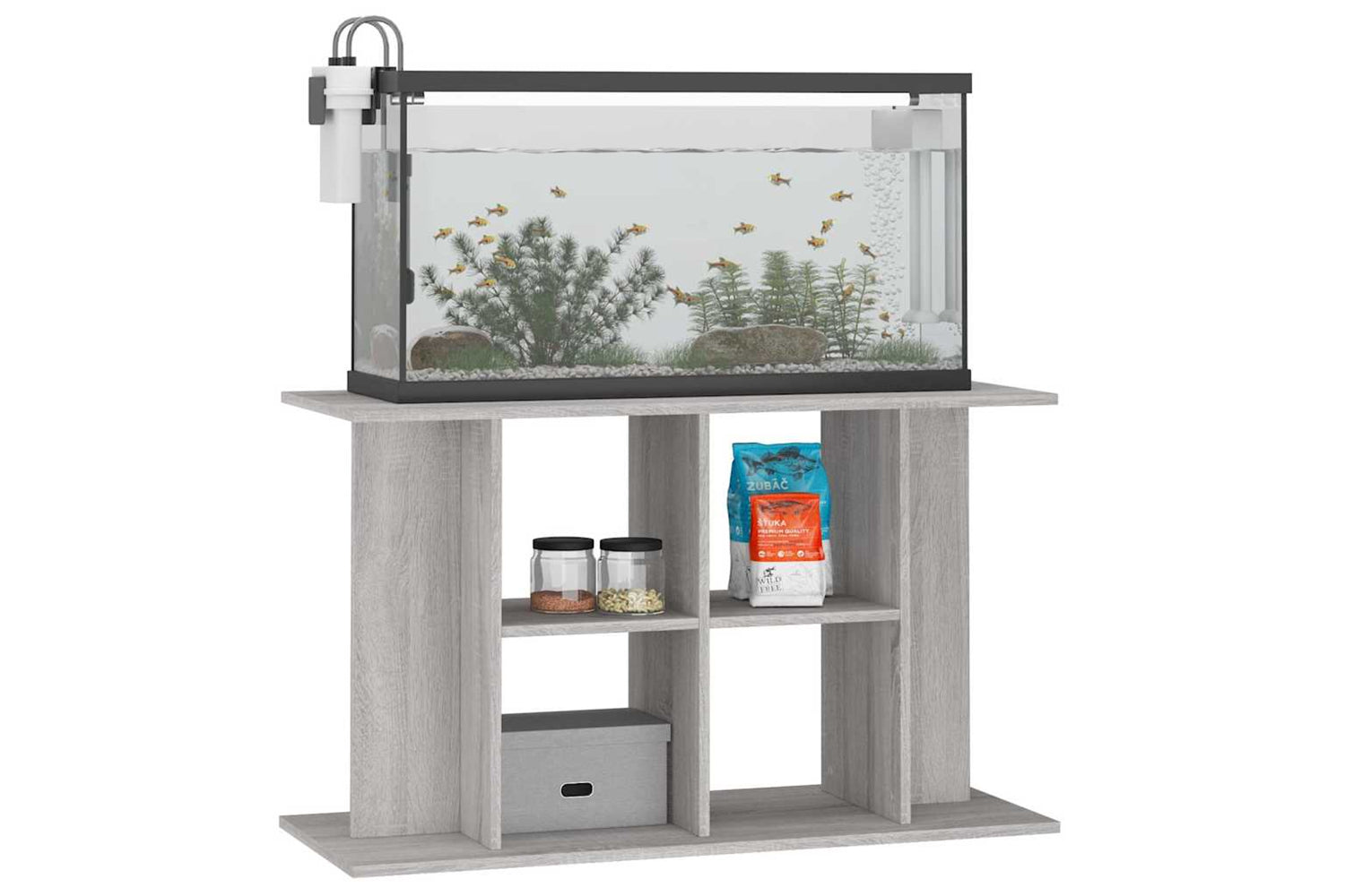 vidaXL 833589 Aquarium Stand Grey Sonoma 100x40x60cm Engineered Wood-2