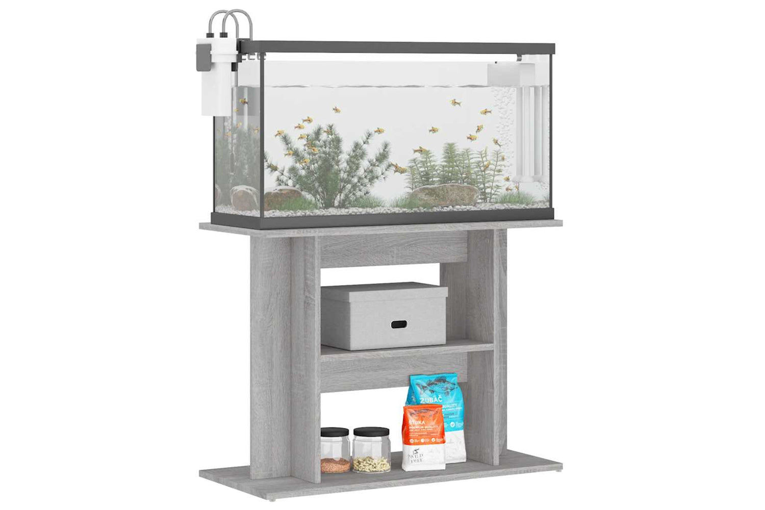 vidaXL 833579 Aquarium Stand Concrete Grey 80x35x60cm Engineered Wood-2