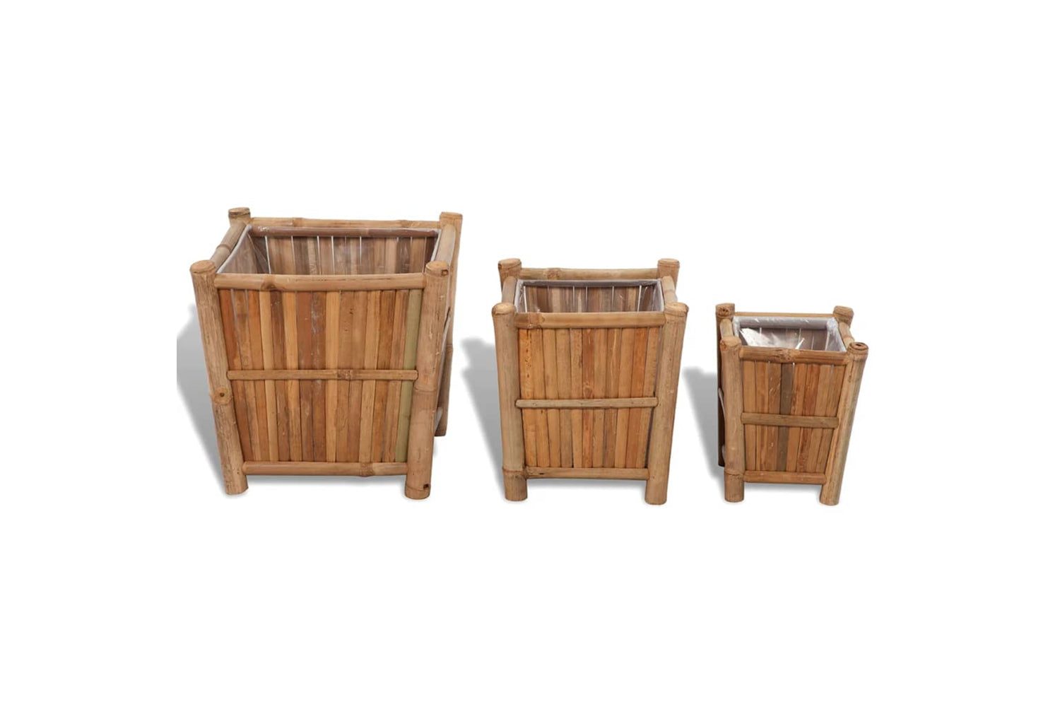 Vidaxl 41507 3 Pcs Bamboo Raised Bed With Nylon Lining-2
