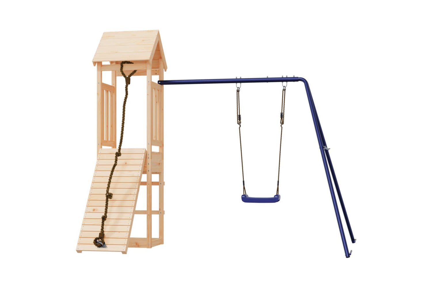 Vidaxl 3155813 Playhouse With Climbing Wall Swing Solid Wood Pine-3