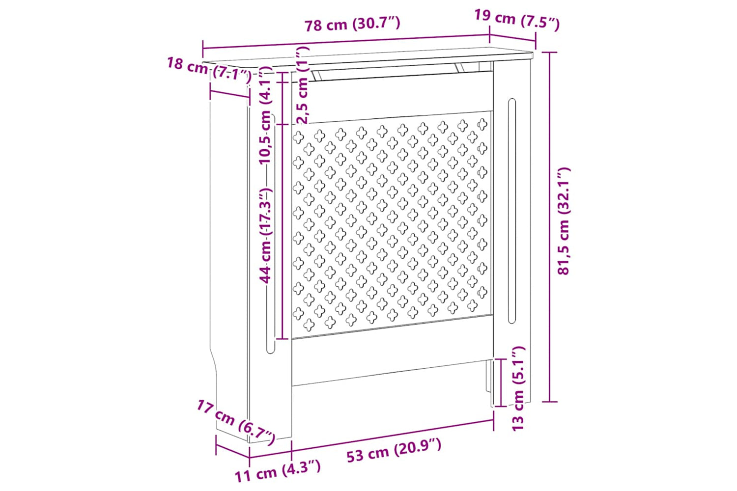 vidaXL Mdf Radiator Cover Grey 78cm-8