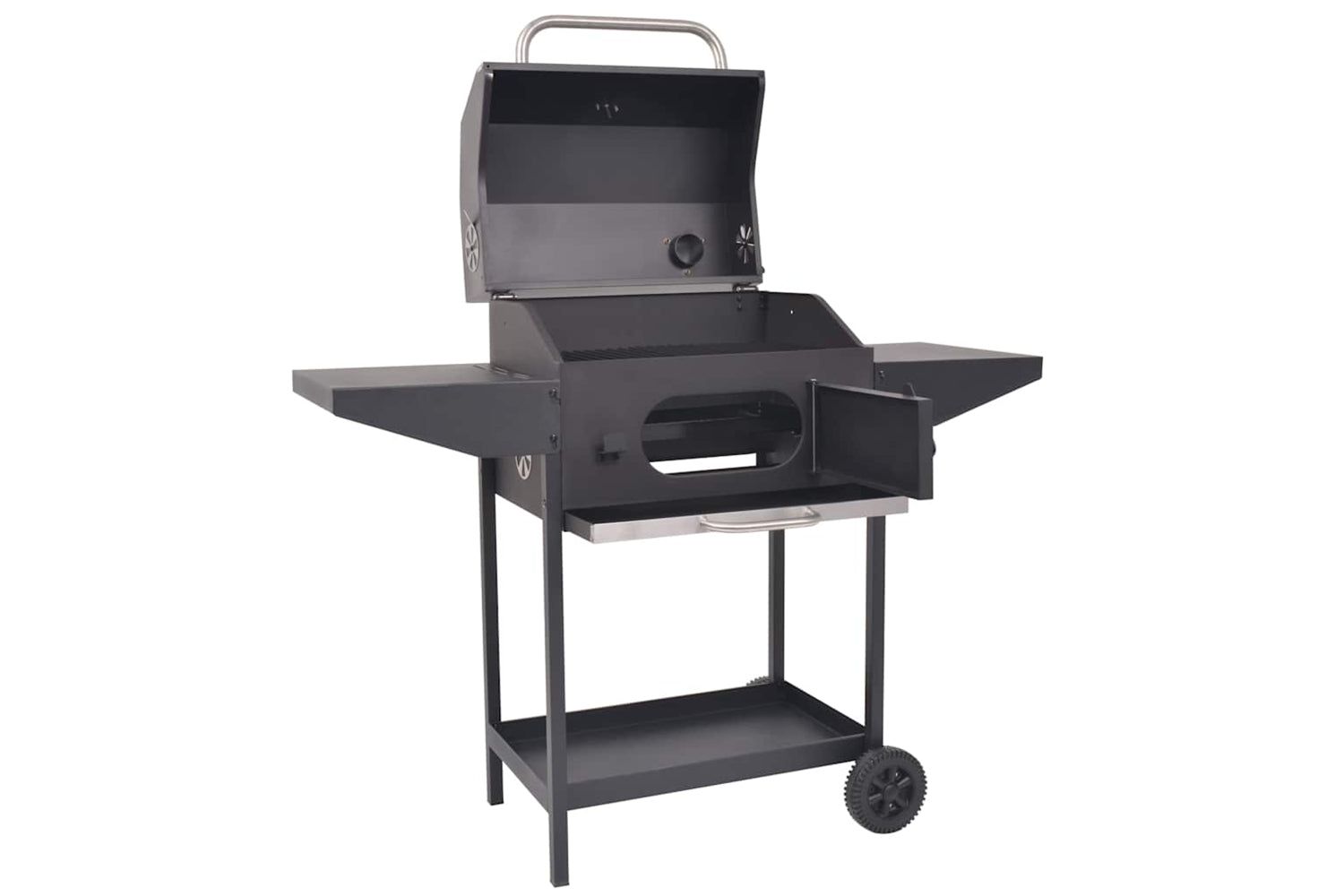 Vidaxl Bbq Charcoal Smoker With Bottom Shelf Black-2