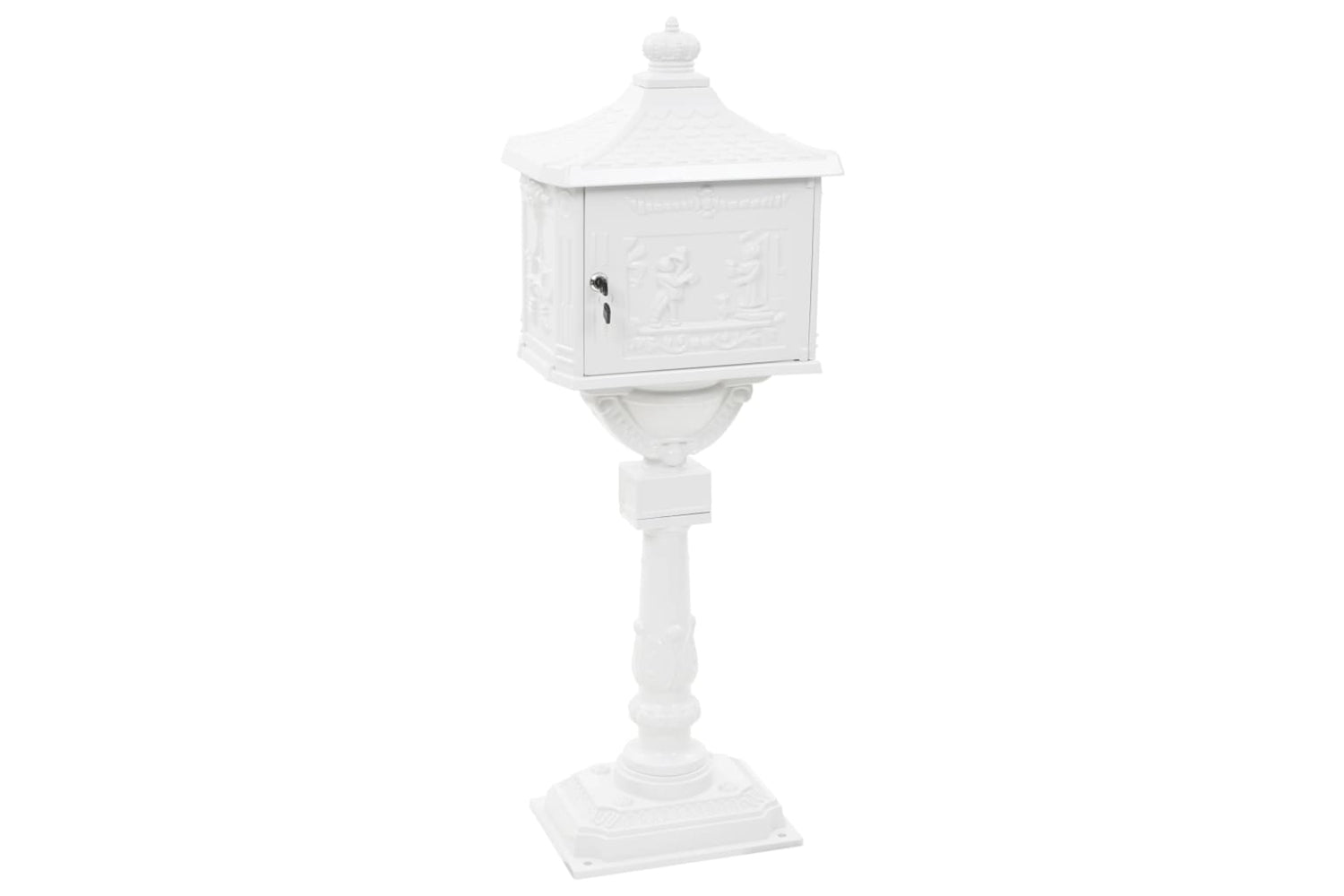 Vidaxl 43894 Pedestal Letterbox Aluminium Vintage Style Rustproof White-6