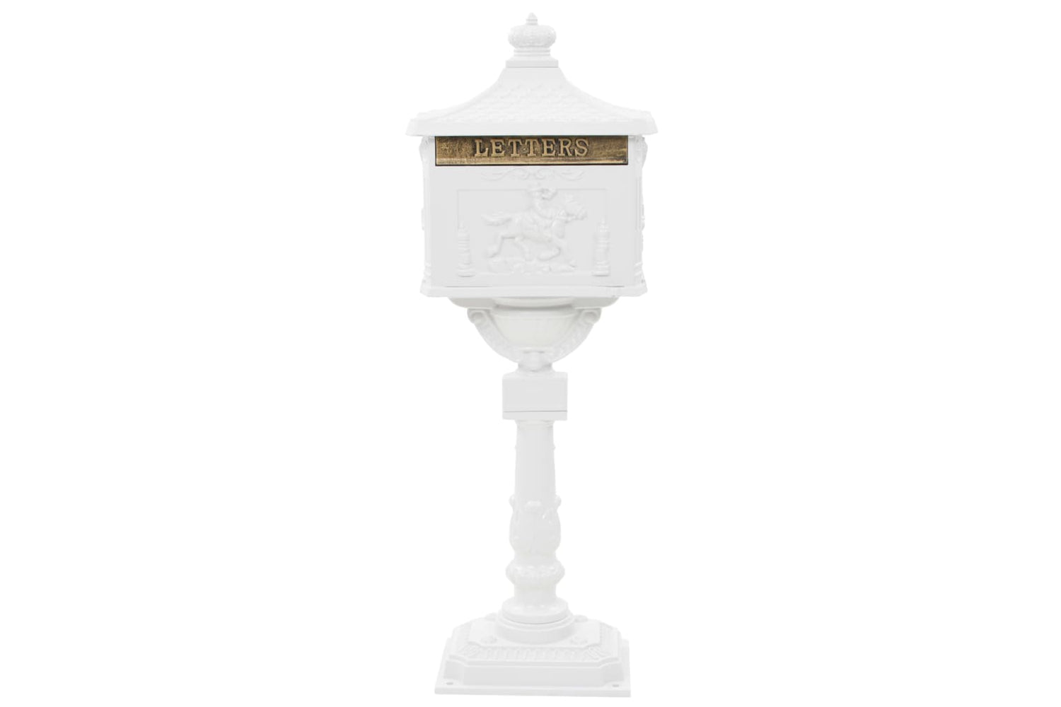 Vidaxl 43894 Pedestal Letterbox Aluminium Vintage Style Rustproof White-2