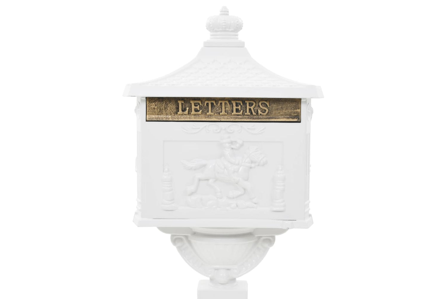 Vidaxl 43894 Pedestal Letterbox Aluminium Vintage Style Rustproof White-3