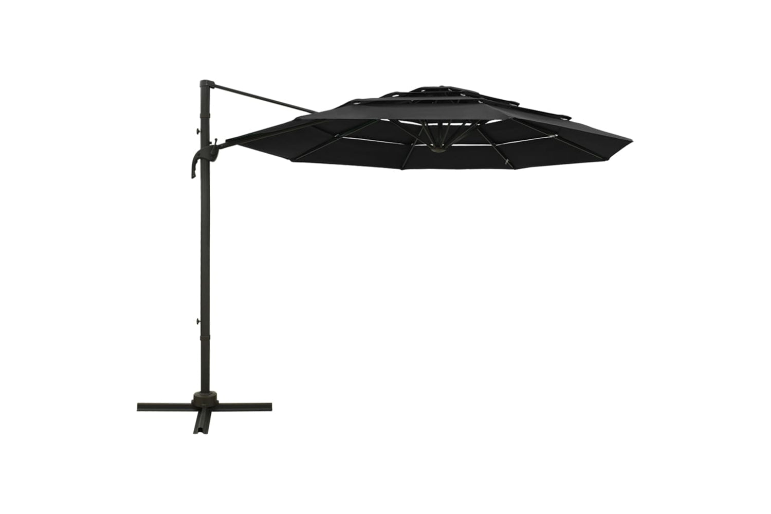 Vidaxl 313834 4-tier Parasol With Aluminium Pole Black 3x3 M-2