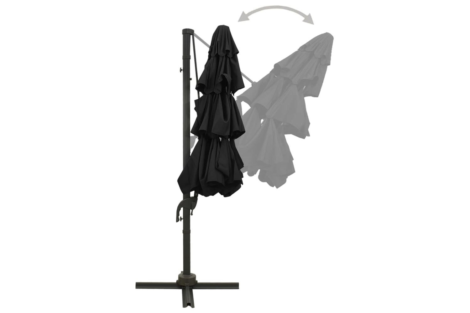 Vidaxl 313834 4-tier Parasol With Aluminium Pole Black 3x3 M-5