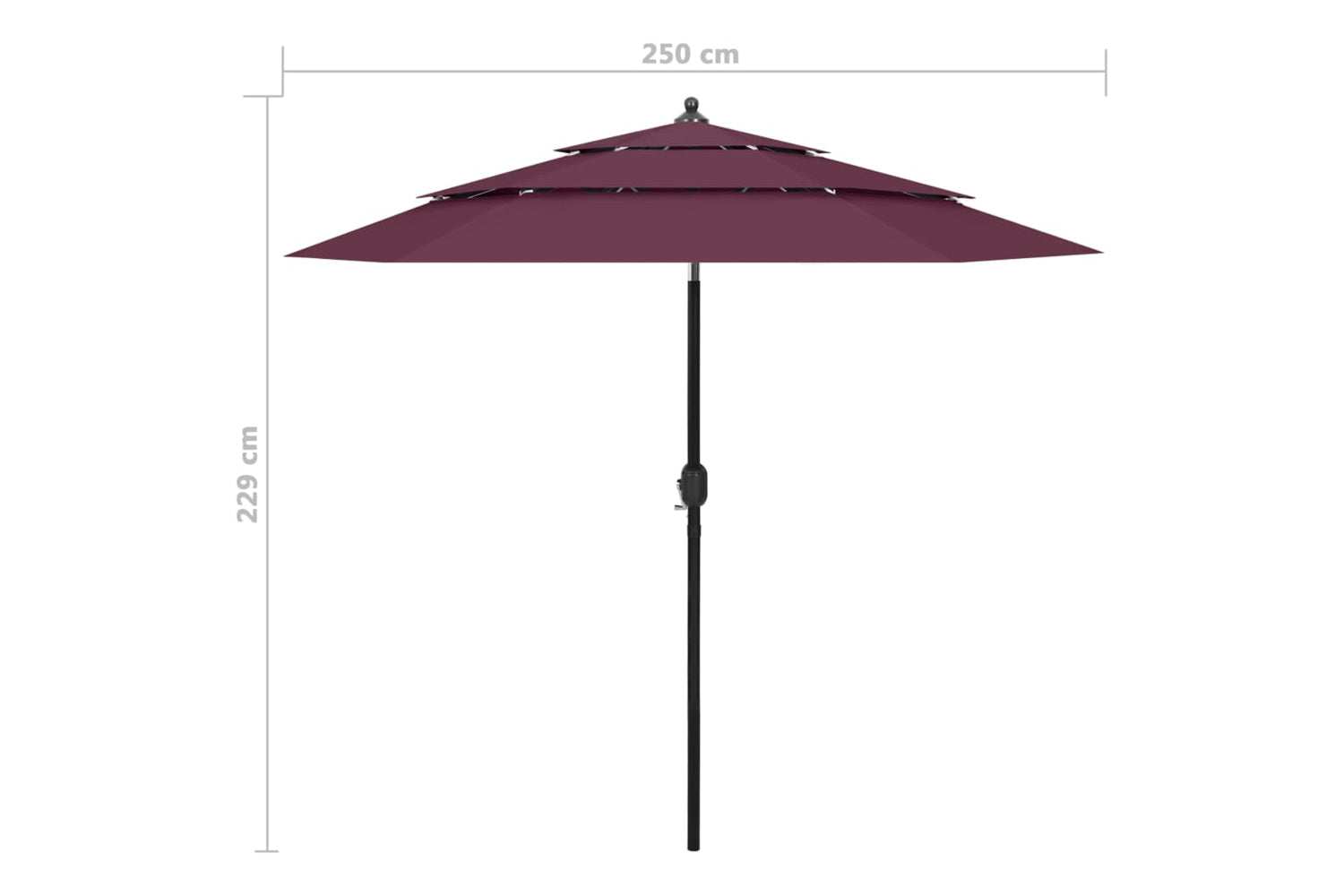 Vidaxl 313864 3-tier Parasol With Aluminium Pole Bordeaux Red 2.5 M-8