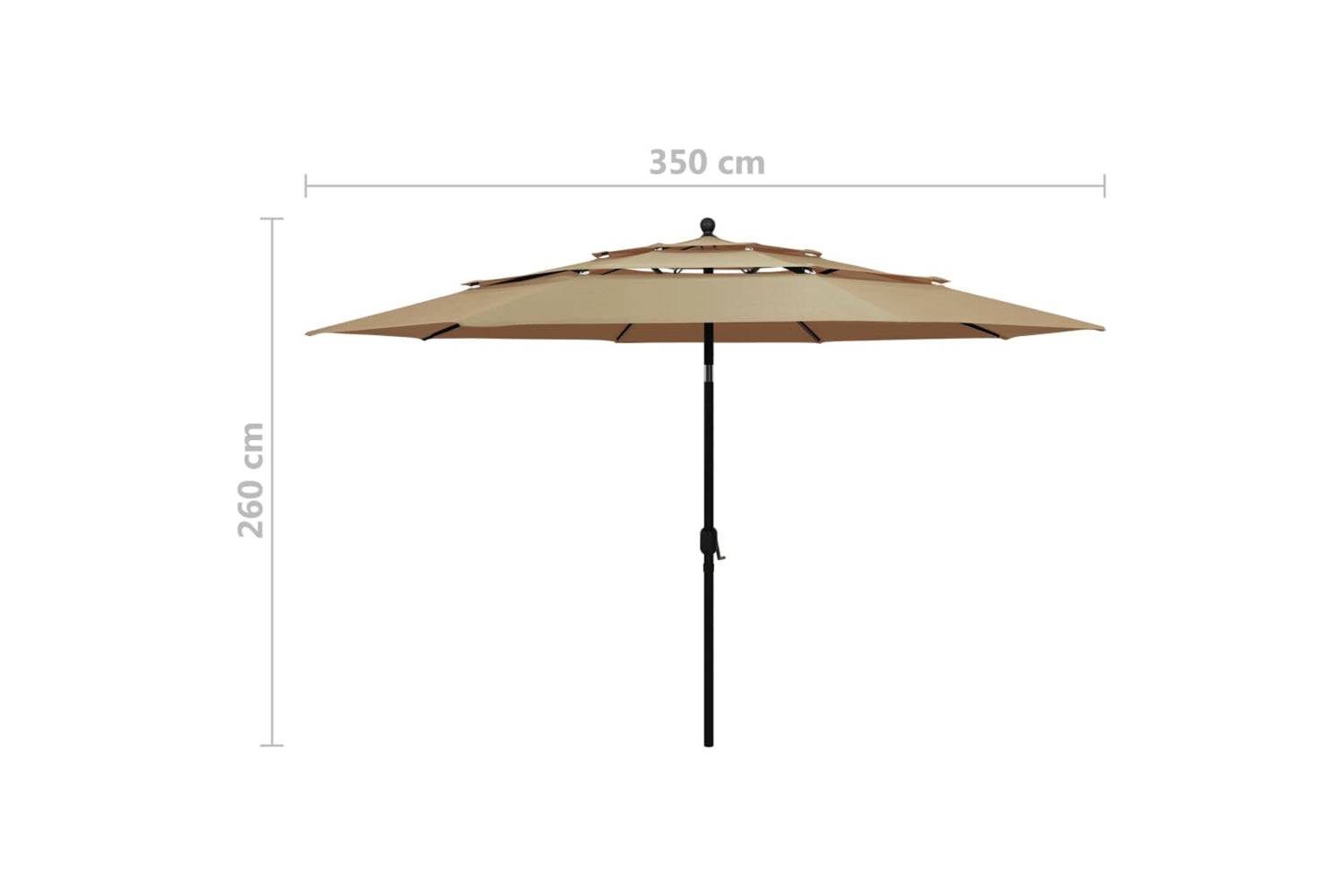 Vidaxl 313879 3-tier Parasol With Aluminium Pole Taupe 3.5 M-8