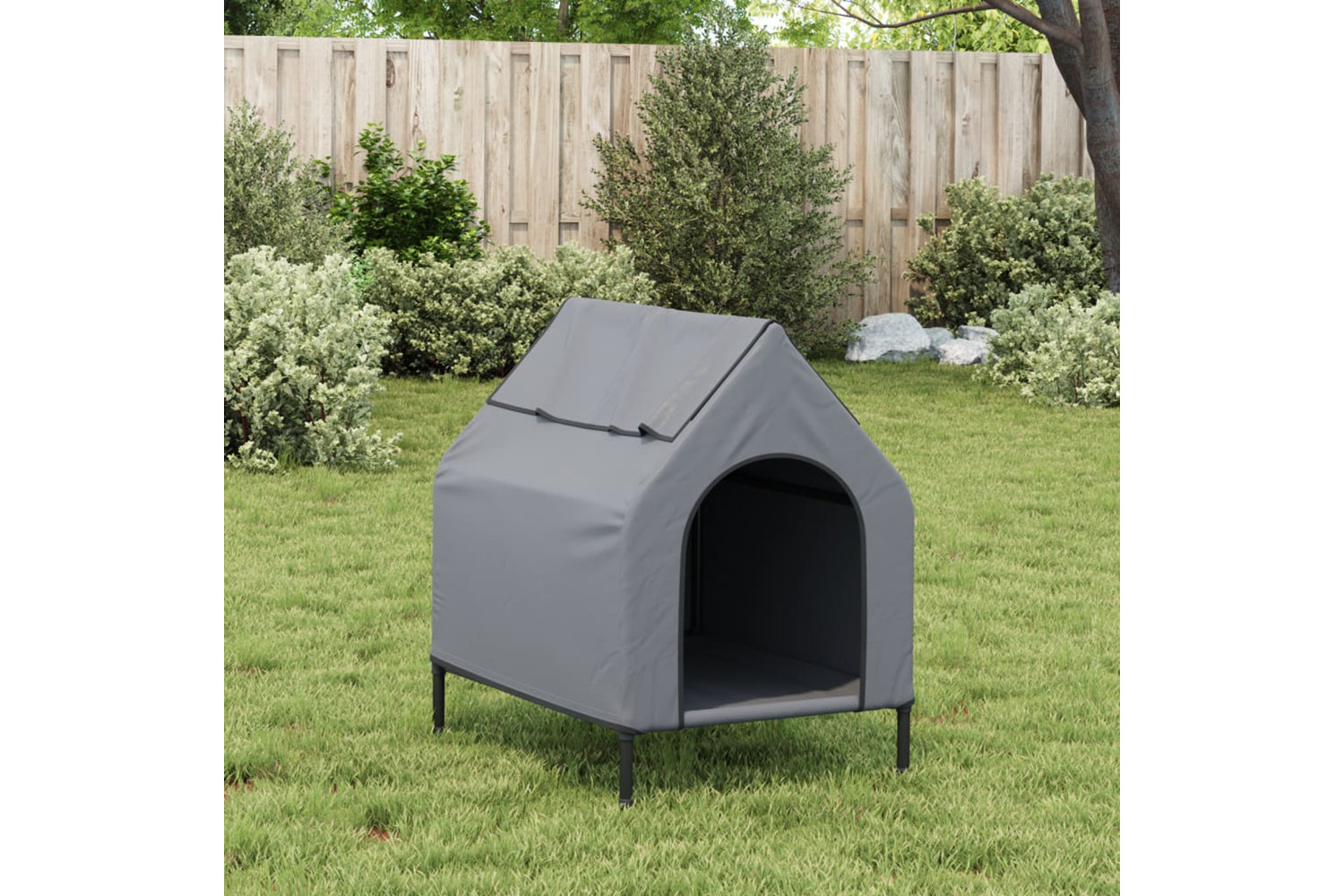 Vidaxl Dog House Light Grey Oxford Fabric And Steel-2